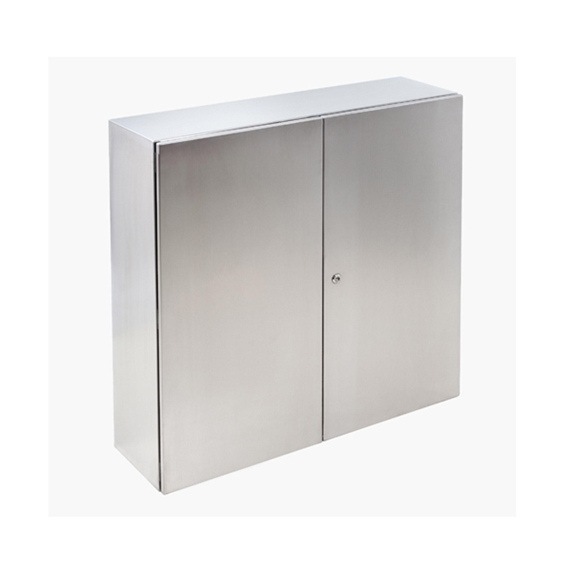 Coffret mural en inox V2A, IP55, porte double, LxHxP 1000x1200x300mm, avec plaque de montage