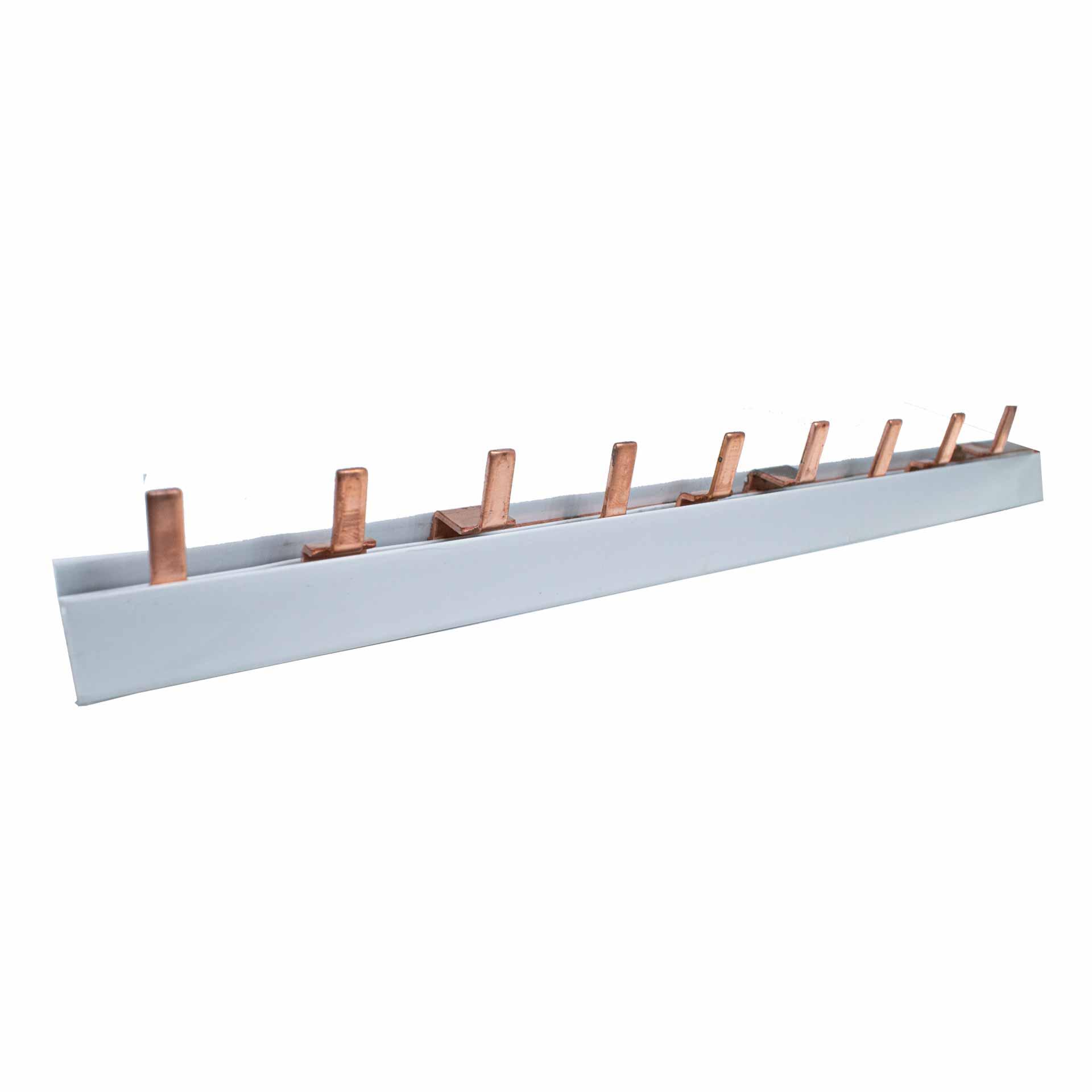 Insulated pin phase busbar 10 mm², 63A, 1m, P-P= 17.8 / 18 mm (L1, H1, L2, H1, L3, H1...)