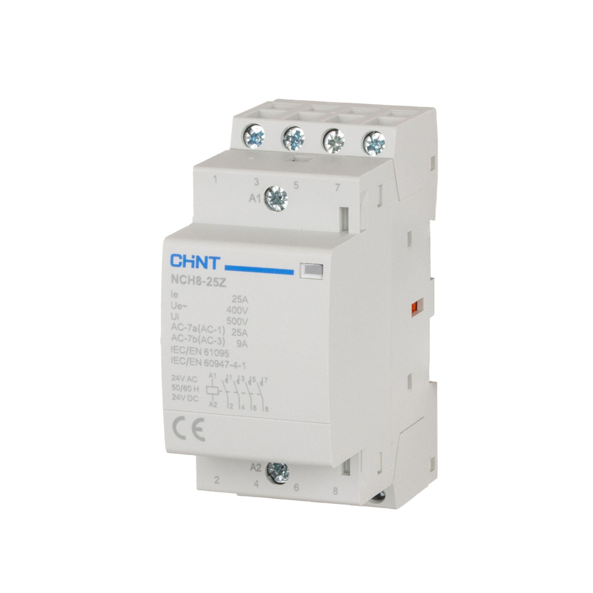 Chint Installationsschütz, 4-polig, 25A (AC-1 400V), AC/DC 24V, 4 Schliesser