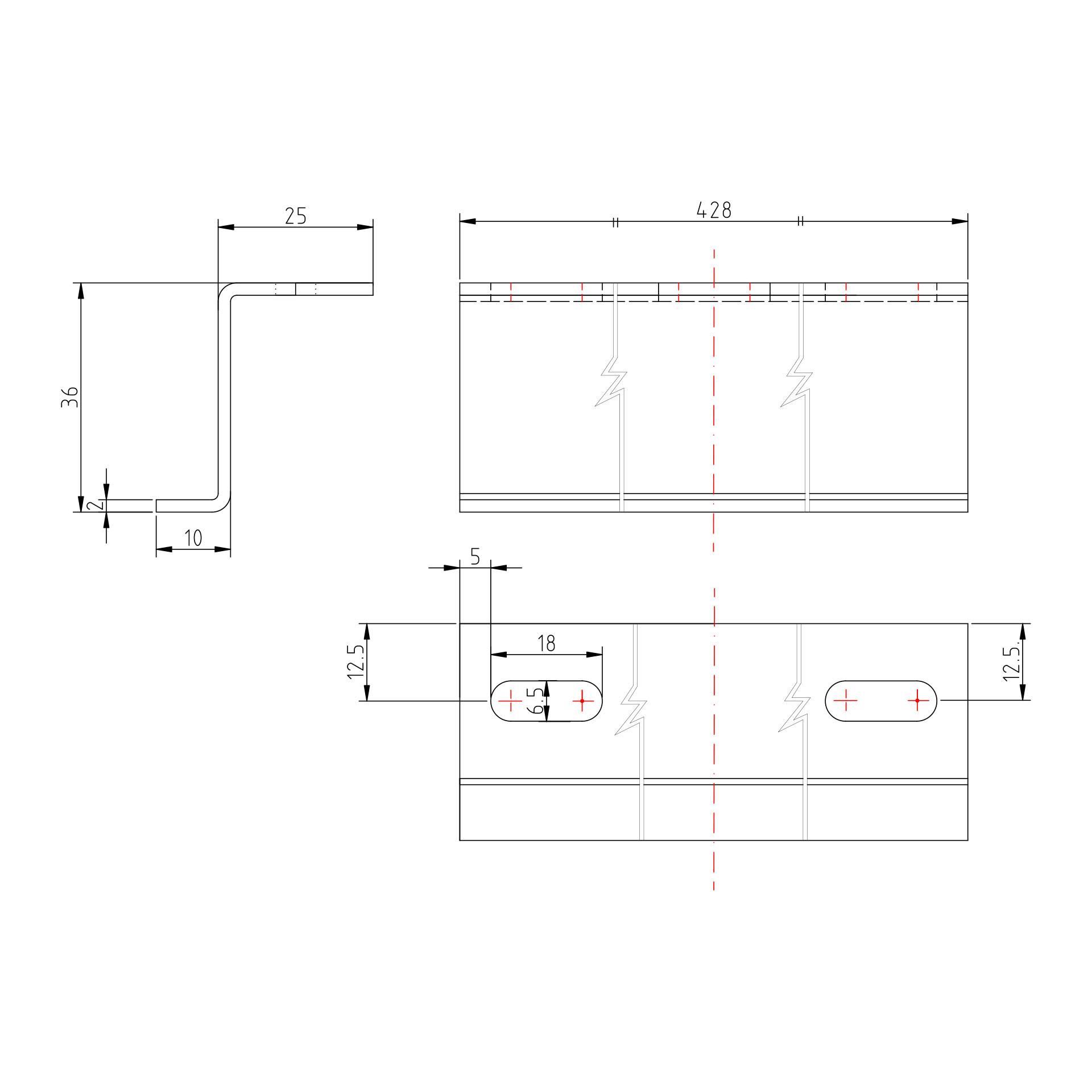 Profilo a Z 10*36*25*428 mm