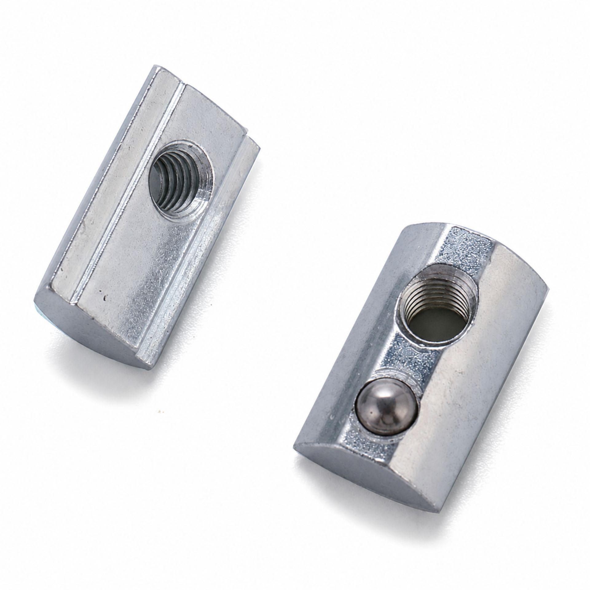 Écrou rainure en T avec bille ressort, 13.5×7.2×22 mm, M6