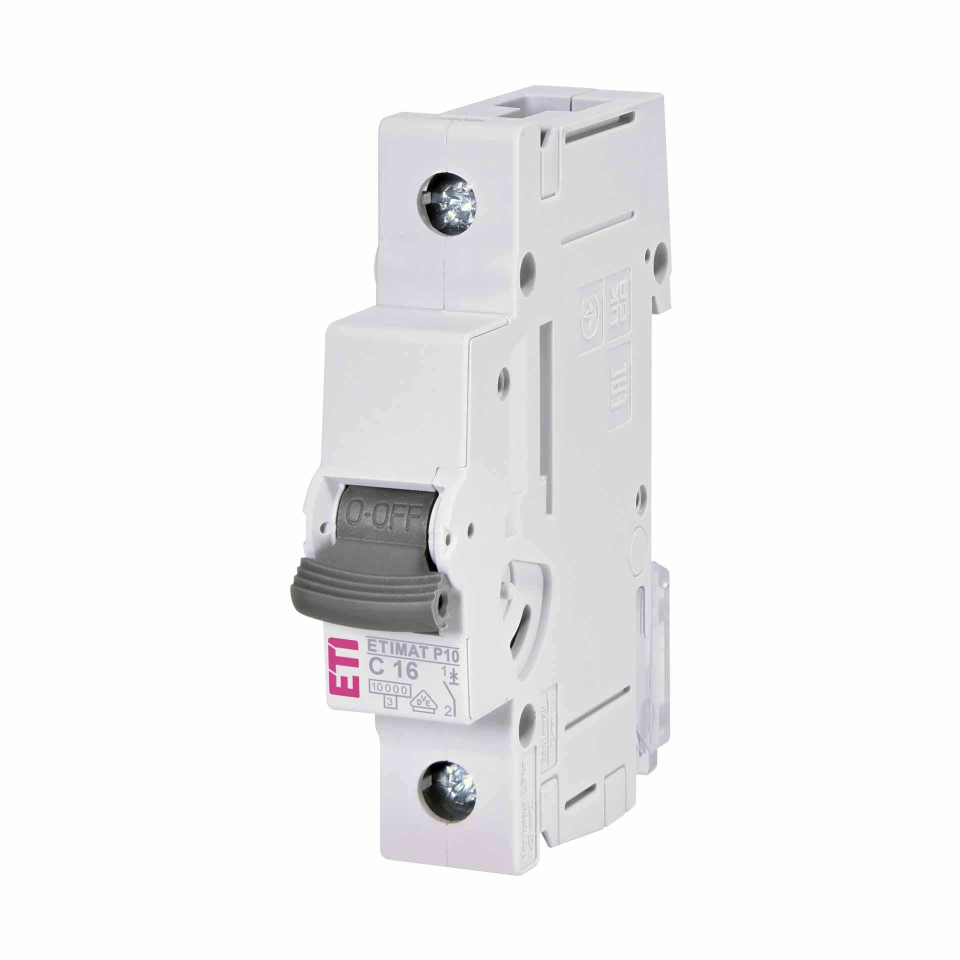 Miniature circuit-breaker, ETIMAT P10, 1-pole, characteristic C / 16A, 10kA