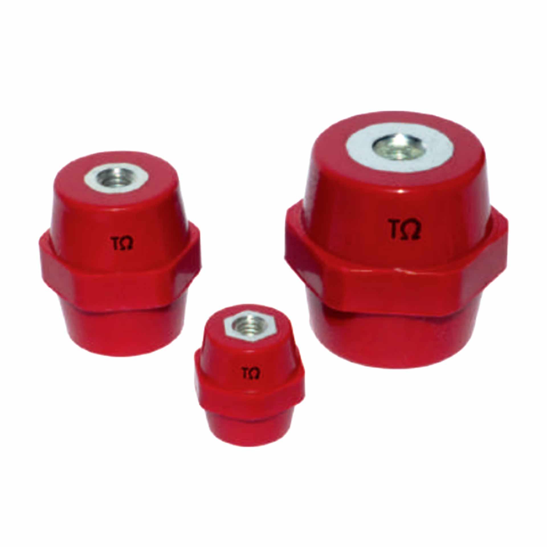 Low-voltage insulator red, height 20mm - M6