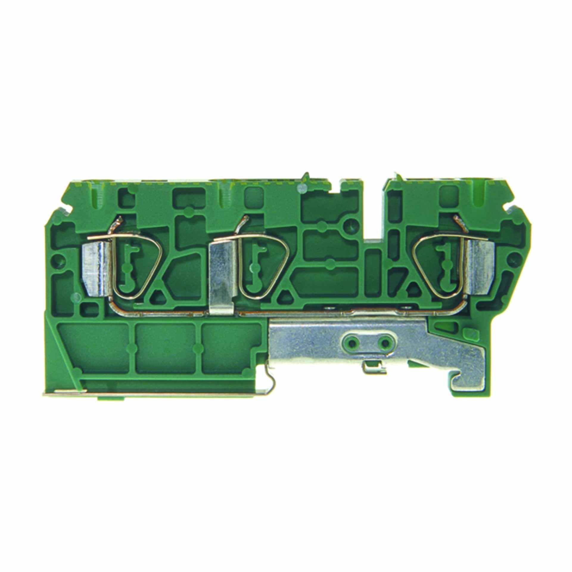 Morsetto di tensione in PE DIN35 4mm², 3 conduttori, verde