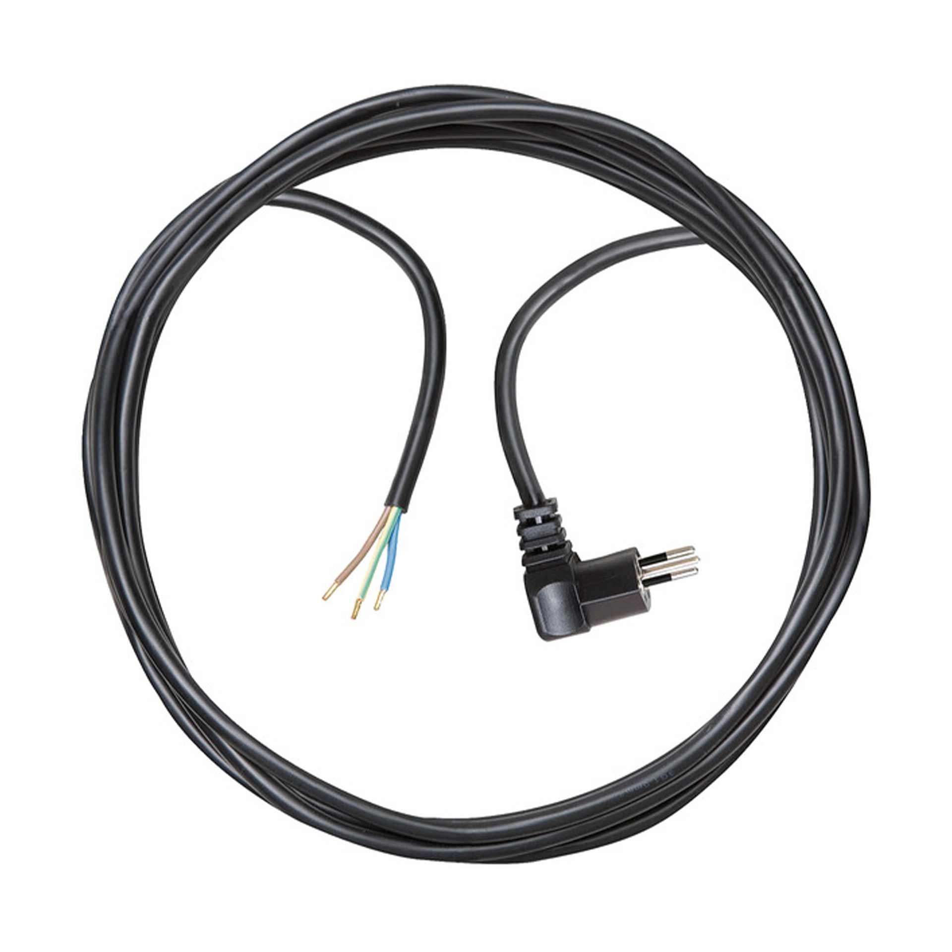 Câble de branchement bipolaire/tripolaire avec fiche coudée 3m noir H05VV-F 3G1,0 *CH*