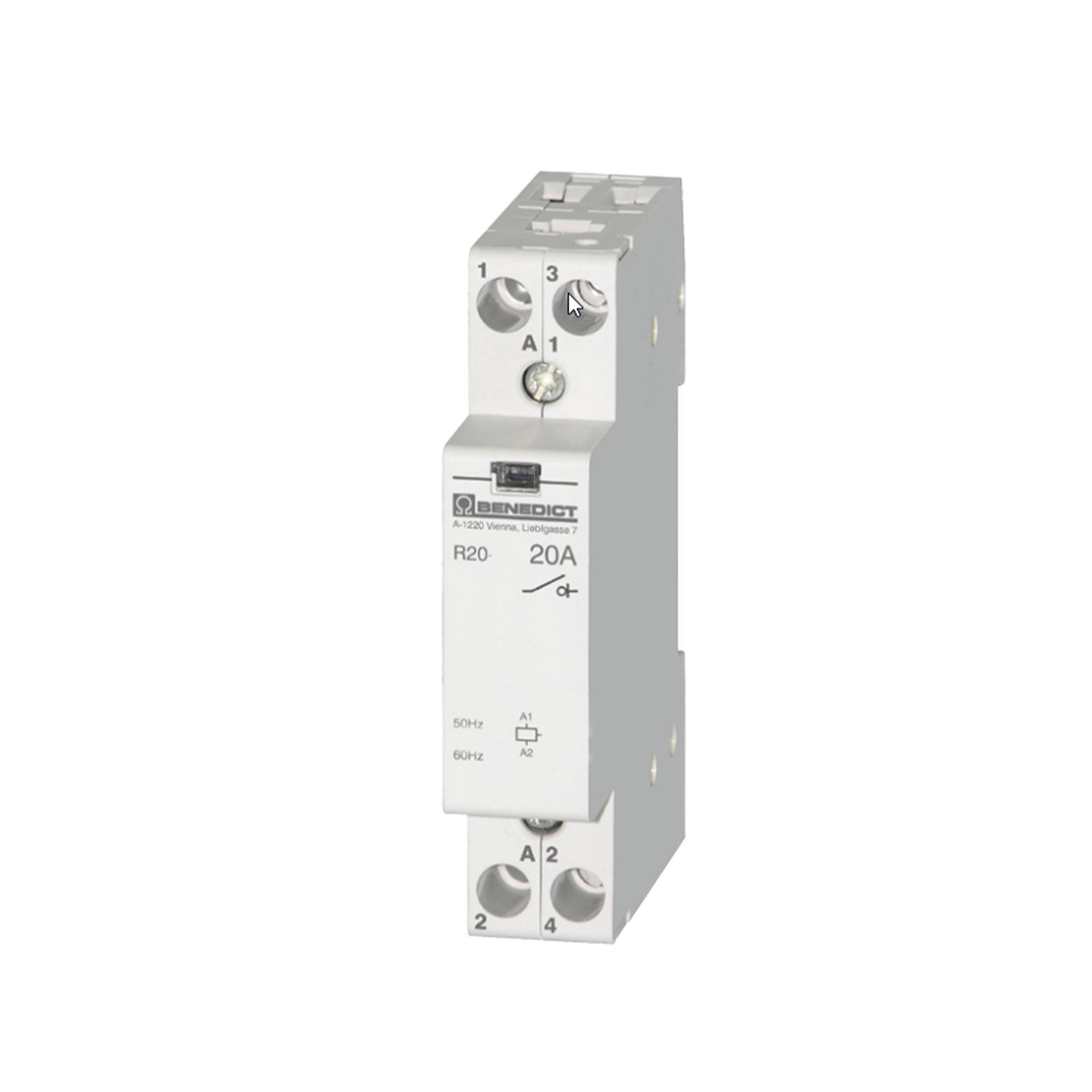 Installationsschütz 2-polig, 2S, 20A AC1, R20-20 24V AC