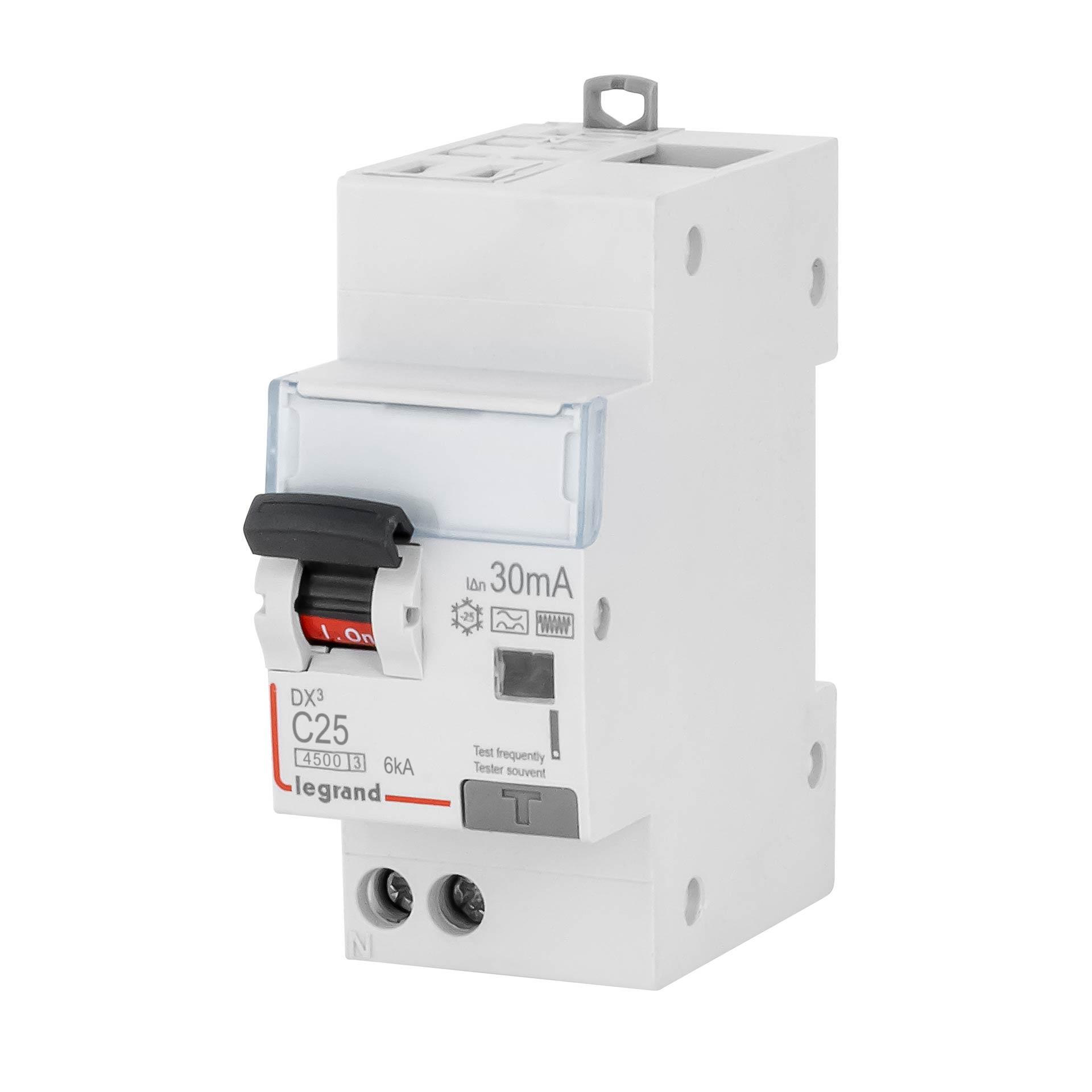 FI/LS Optimiert 1PN, Charakteristik C / 25A (0.03A), Typ F, 4.5kA, Steckanschluss