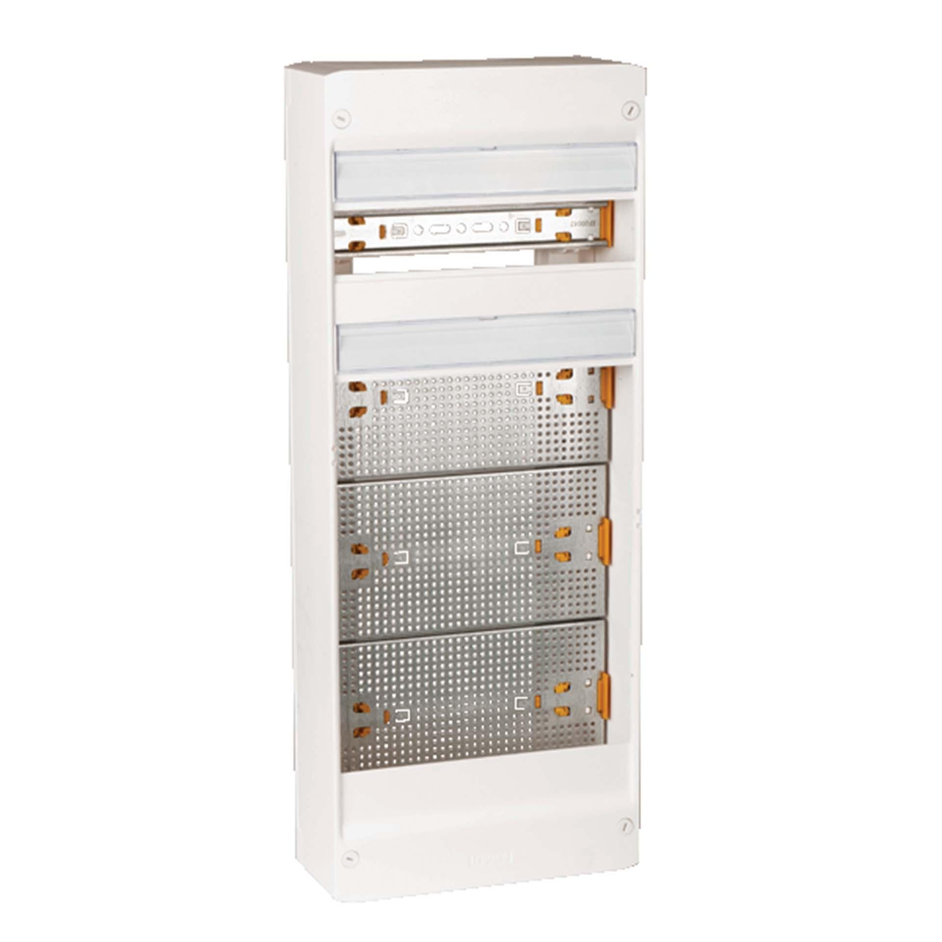 AP Verteiler Drivia 18 mit Multimedia, 4 Reihen (1xDIN + 3x Lochblech)