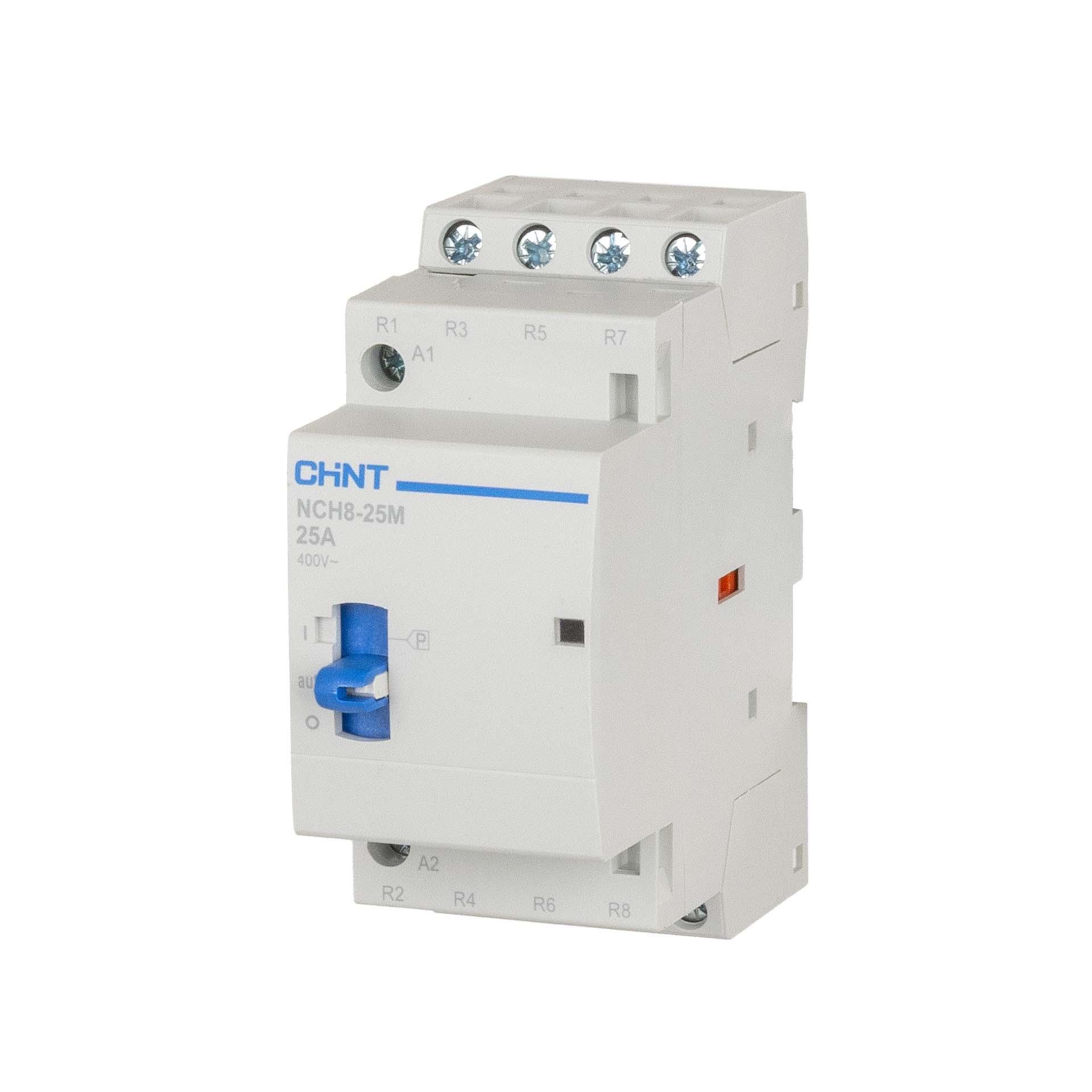 CHINT Installationsschütz manuell, 4-polig, 25A (AC-1 400V), AC 220–240V, 4 Öffner
