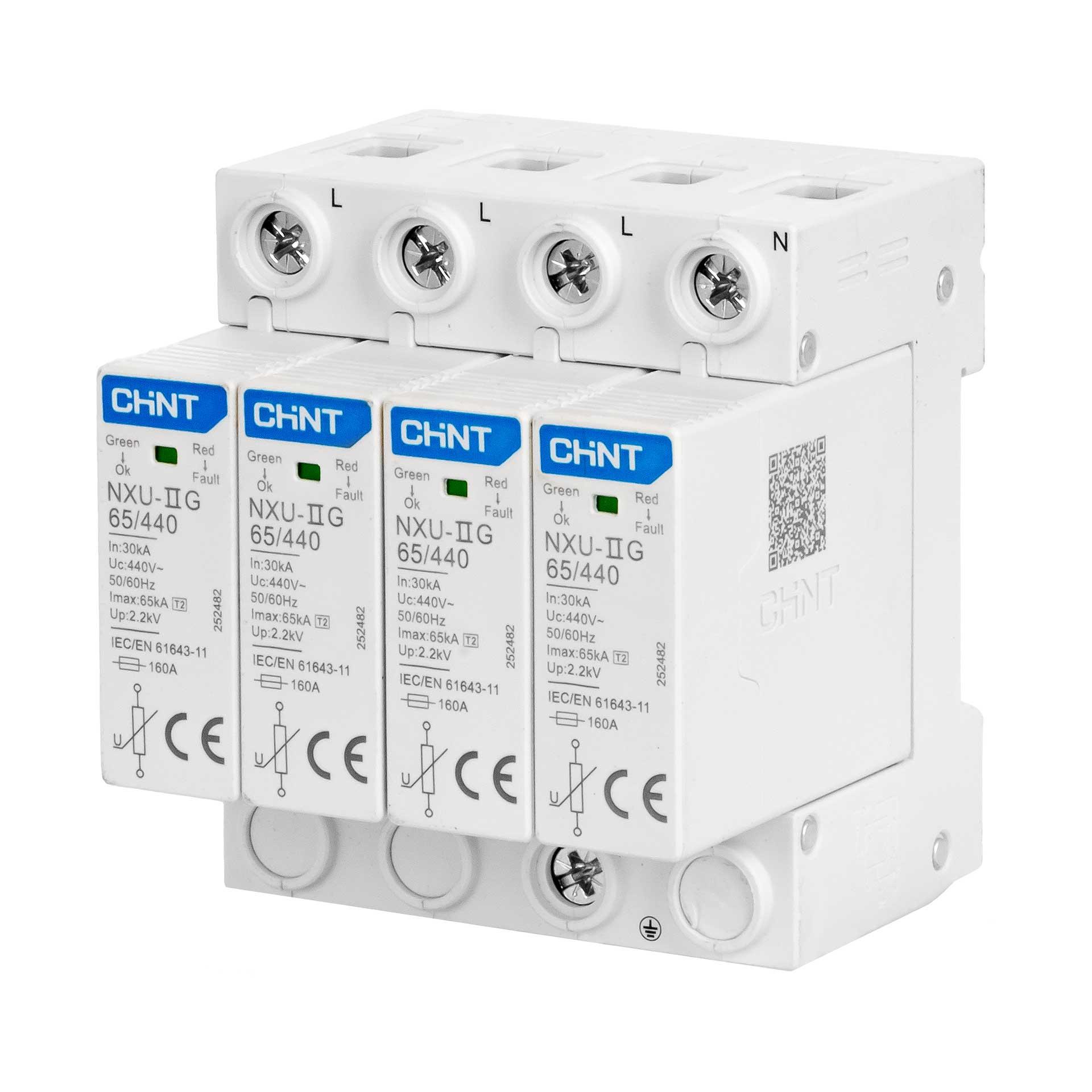 Chint Überspannungsableiter Typ 2, NXU-2G 440V/65kA, 4+0 RC, (TN-S)