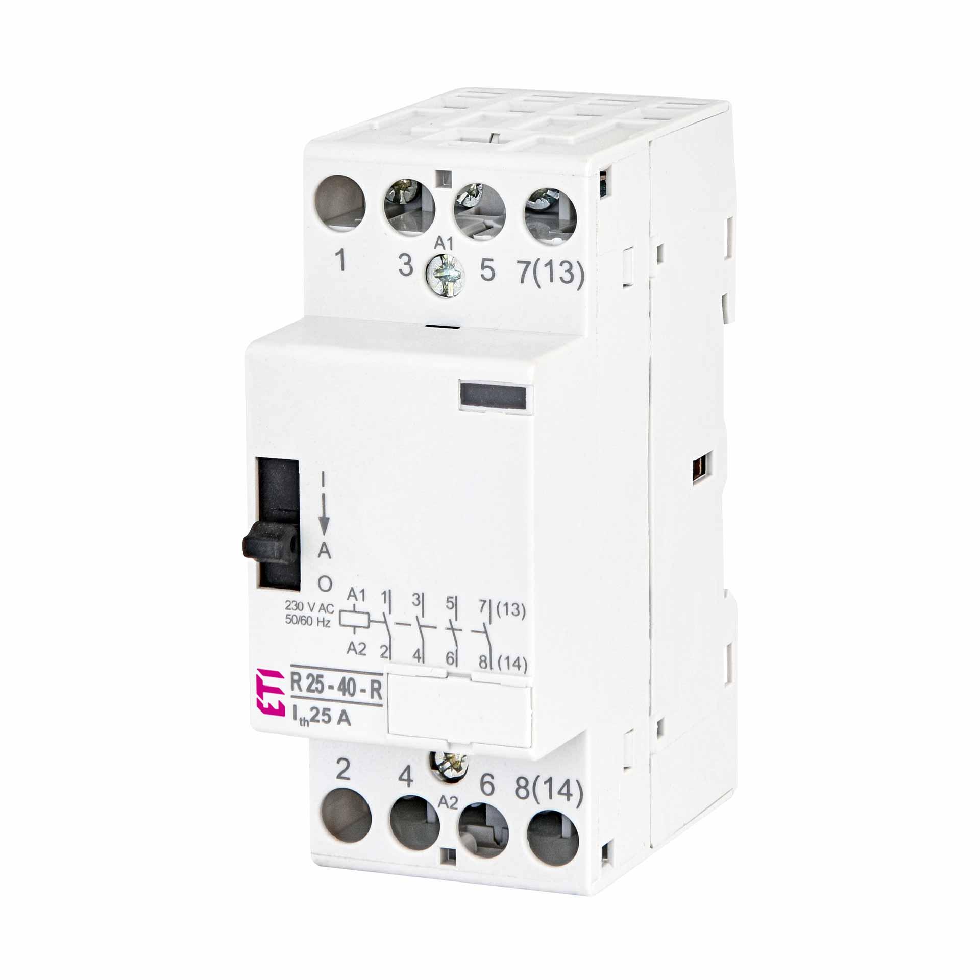 Installation contactor with 4-pole changeover switch, ON-OFF-AUTO, 25A, (AC1, 400V), R25-40-R230V AC