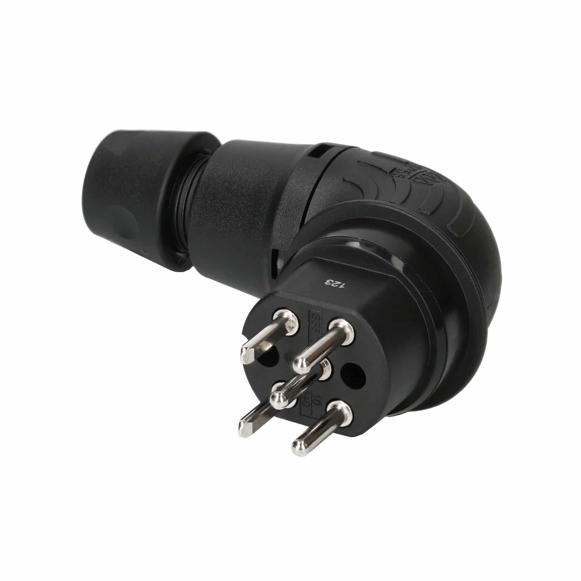 CH Stecker T15 abgewinkelt, 10A, 5P, 400V, IP55, TH55, SN 441011