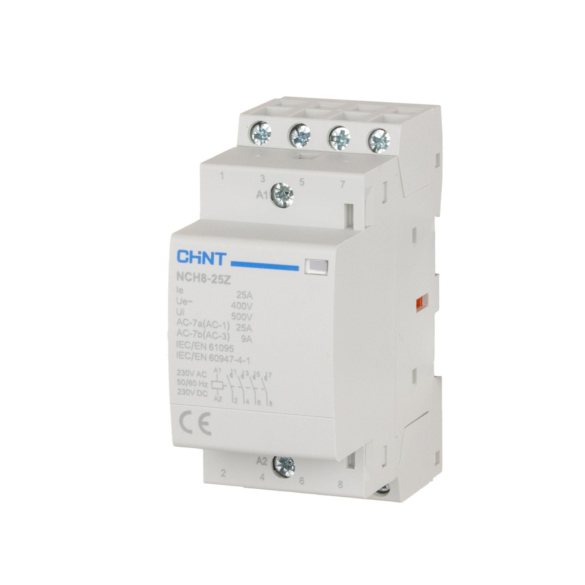 Chint Installationsschütz, 4-polig, 25A (AC-1 400V), AC/DC 230V, 4 Schliesser