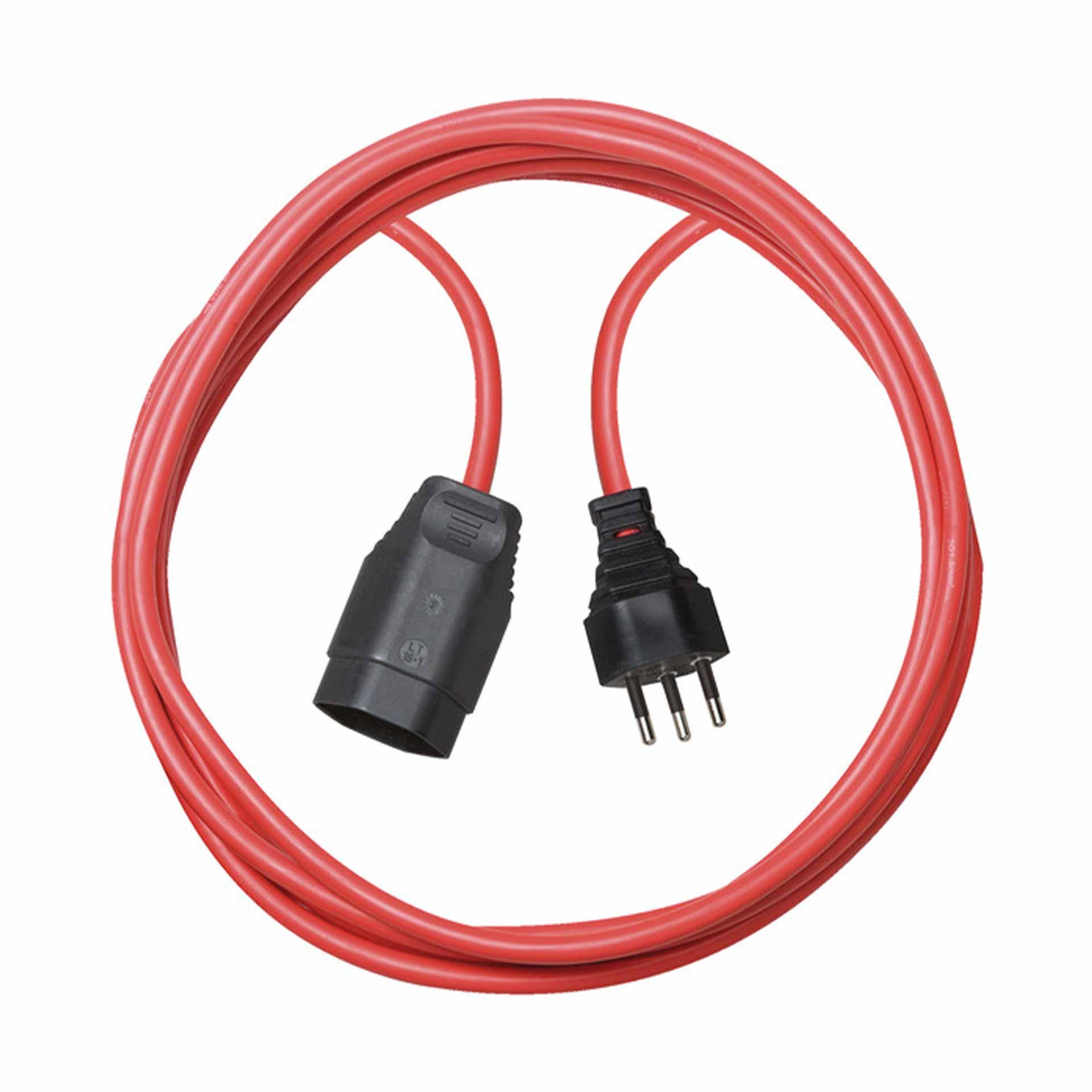 Cordon prolongateur en plastique de qualité 5m rouge H05VV-F 3G1,5 *CH*