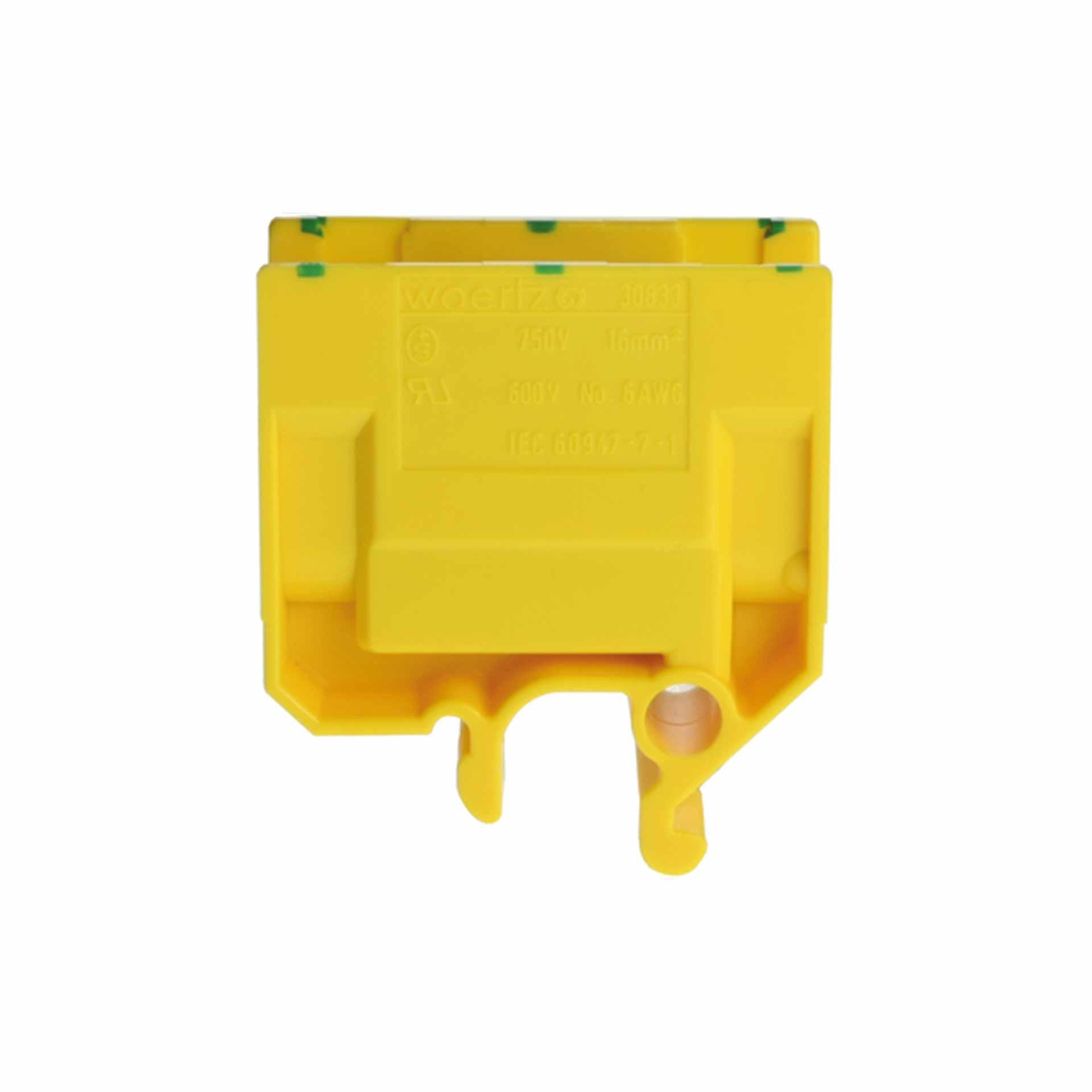 Junction terminal DIN32 16mm², 2-conductor, green-yellow