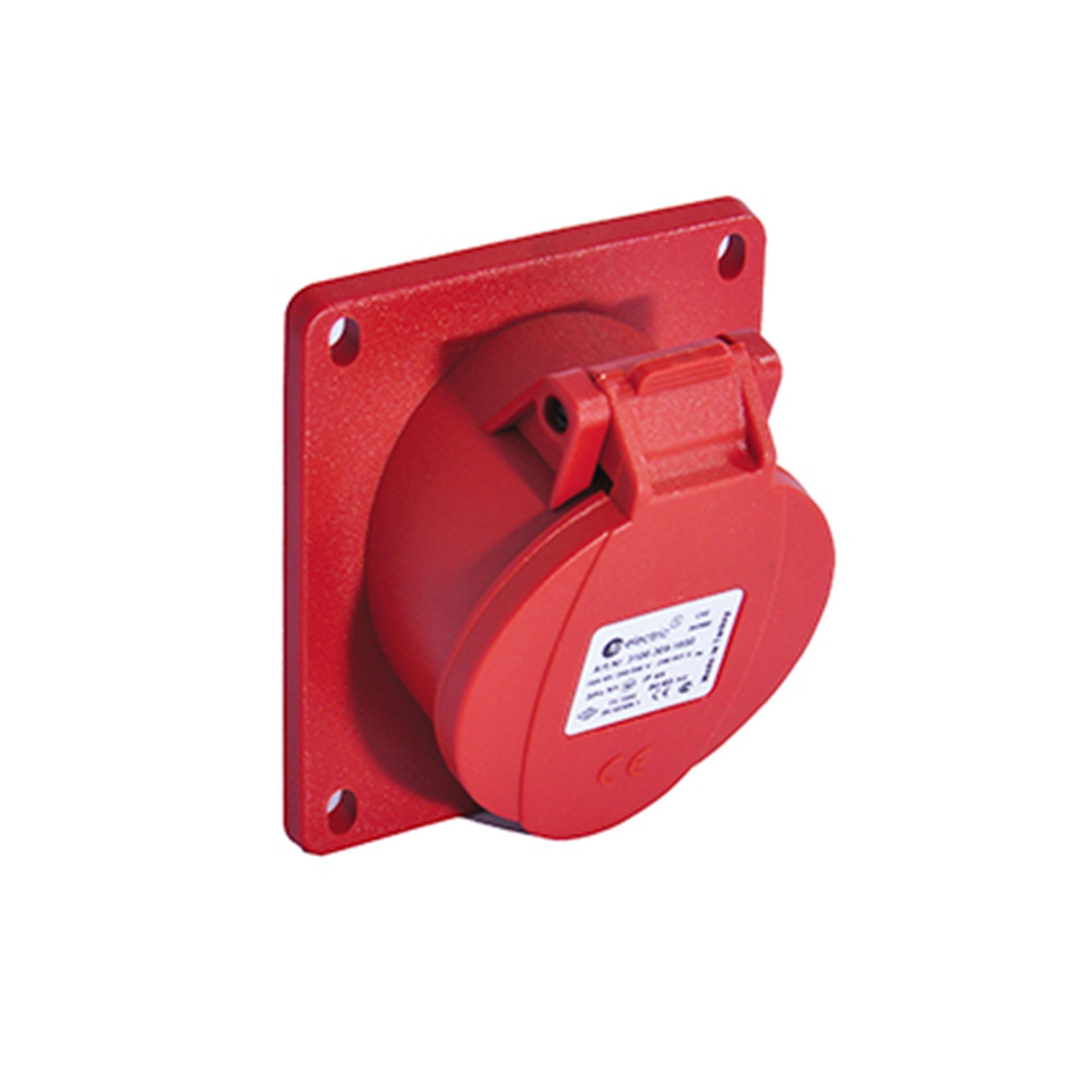 Quick CEE socket outlet 32A 5P 6h, 3PNE 400V, angled design, nickel-plated contacts, QC system Quick CEE socket outlet 32A 5P 6h, 3PNE 400V, angled design, nickel-plated contacts, QC system