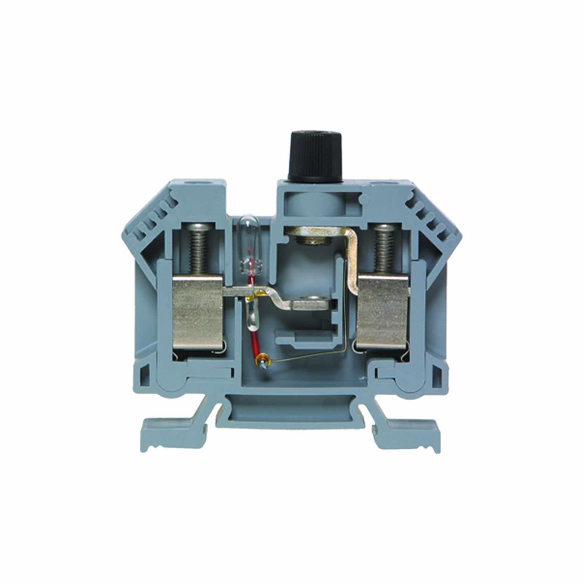 Terminale fusibile DIN35 10mm² grigio LED 24V