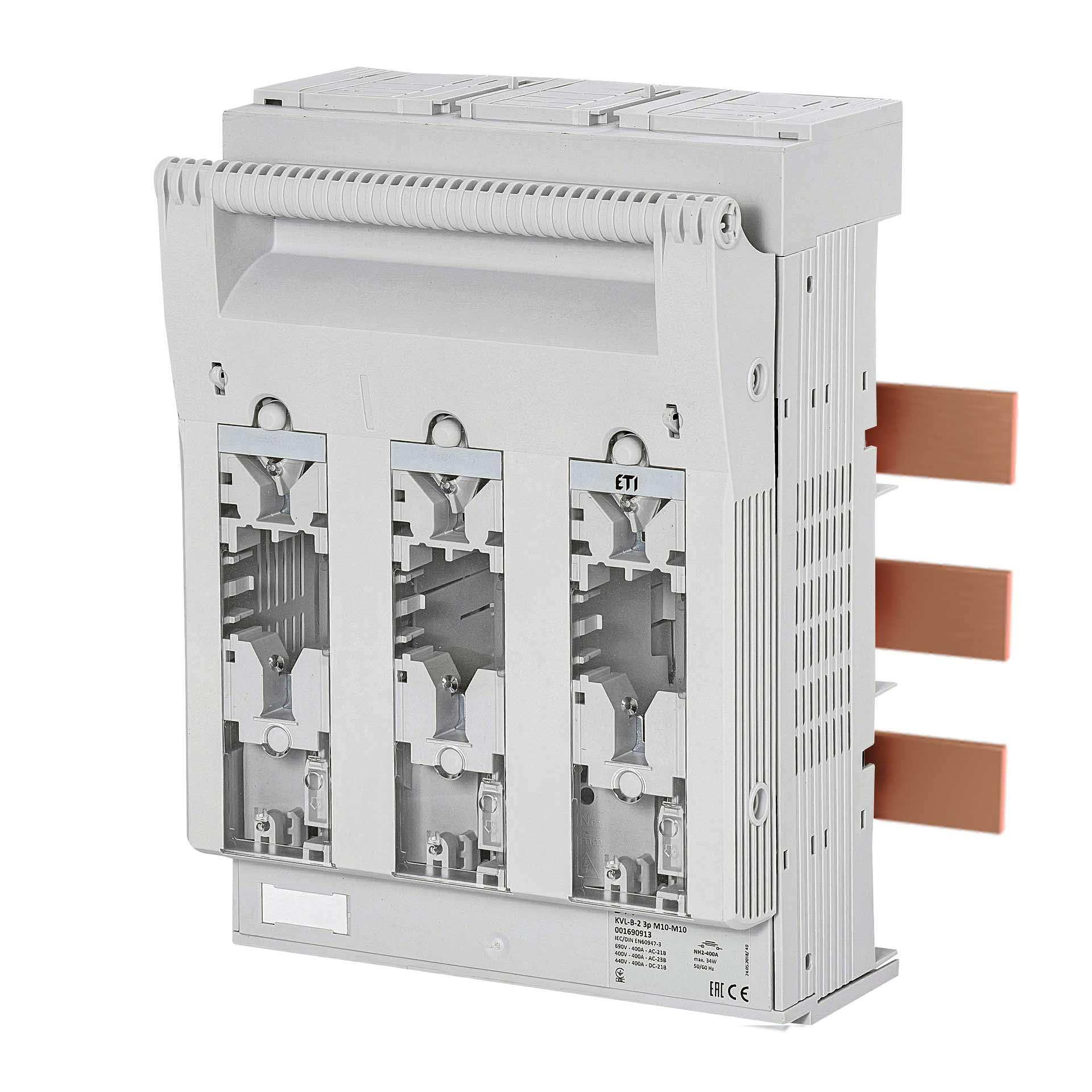 NH fuse switch-disconnector size 2, 3P, max. 400A, KVL-B M10-M10 (busbar system)