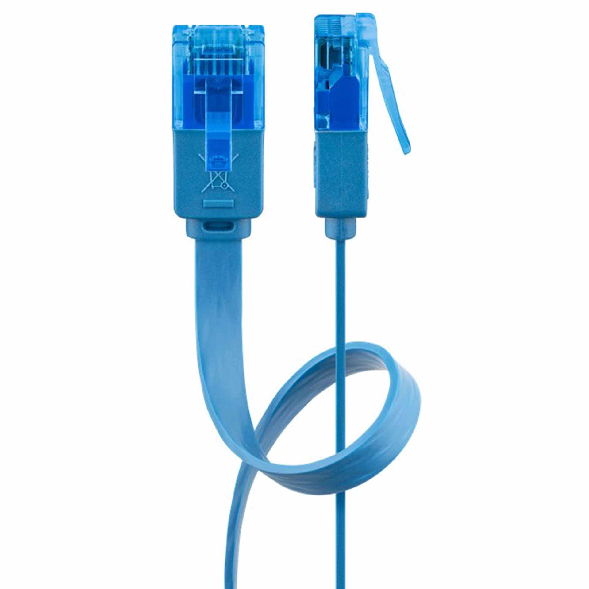CAT 6A flat patch cable, RJ45, U/UTP, blue, 5000mm