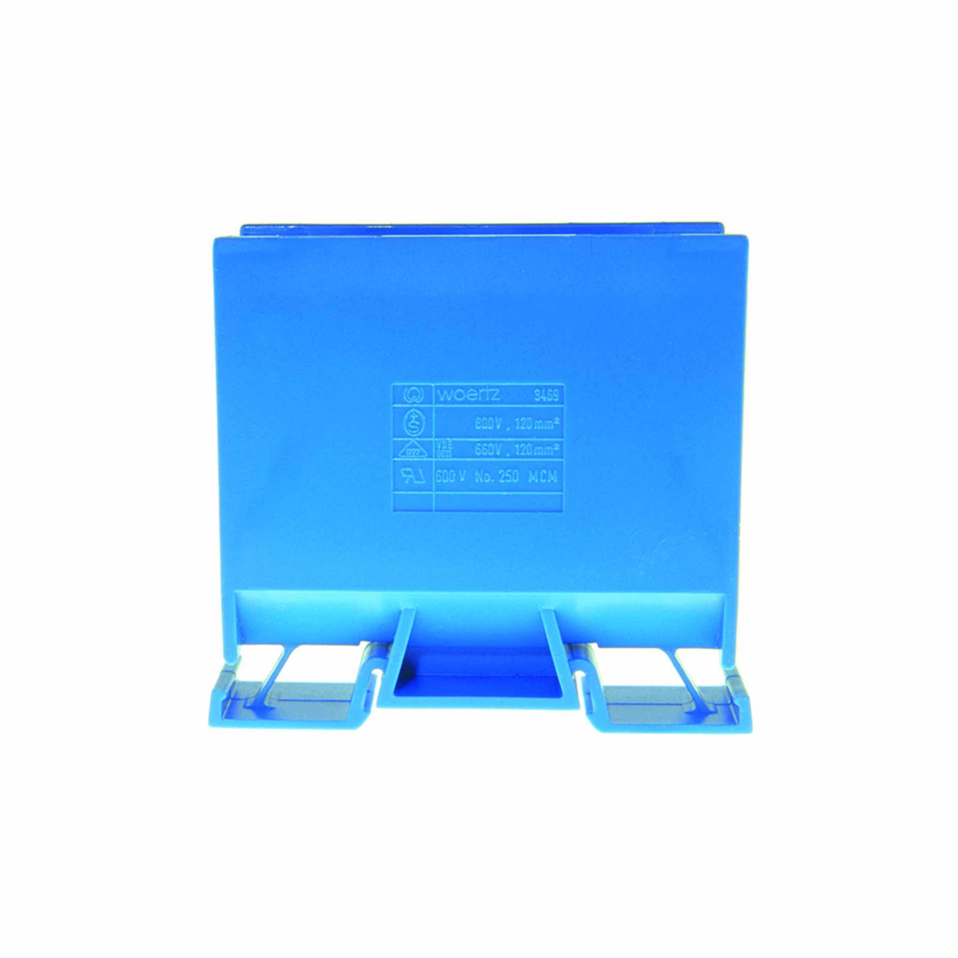 Abzweigklemme DIN35 120mm², 2-Leiter, blau Abzweigklemme DIN35 120mm², 2-Leiter, blau