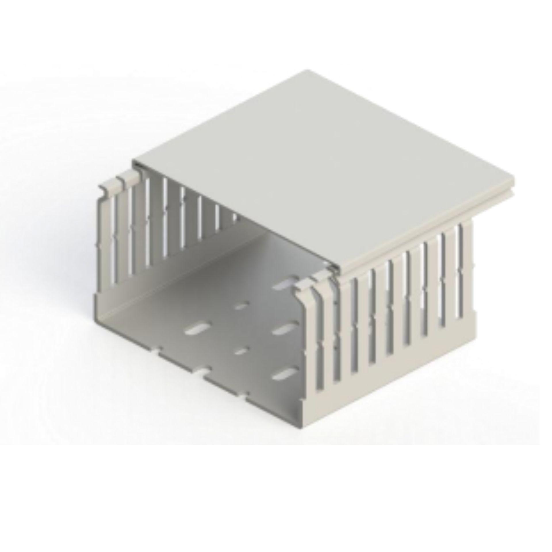 Halogen-free cable duct, light grey (VK-GN) / 120x80mm (WxH) – 5 mm spacing between slats (New)