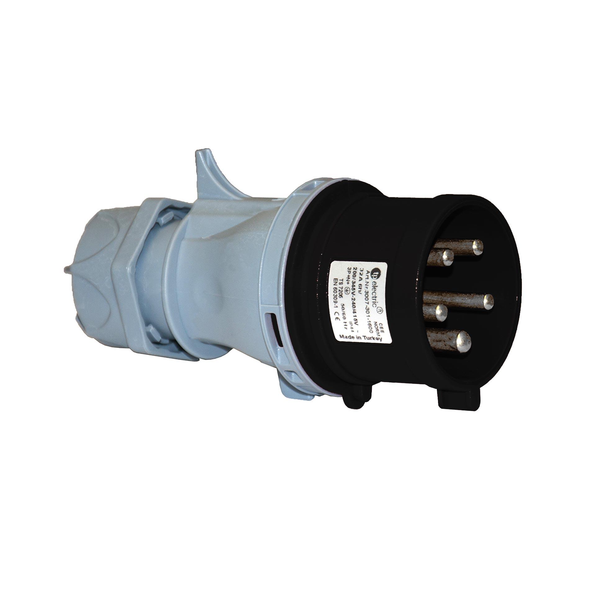 Quick CEE Stecker 32A 5P 7h, 3PNE 400-500V, vernickelte Kontakte, Patentiertes Quick Connect System