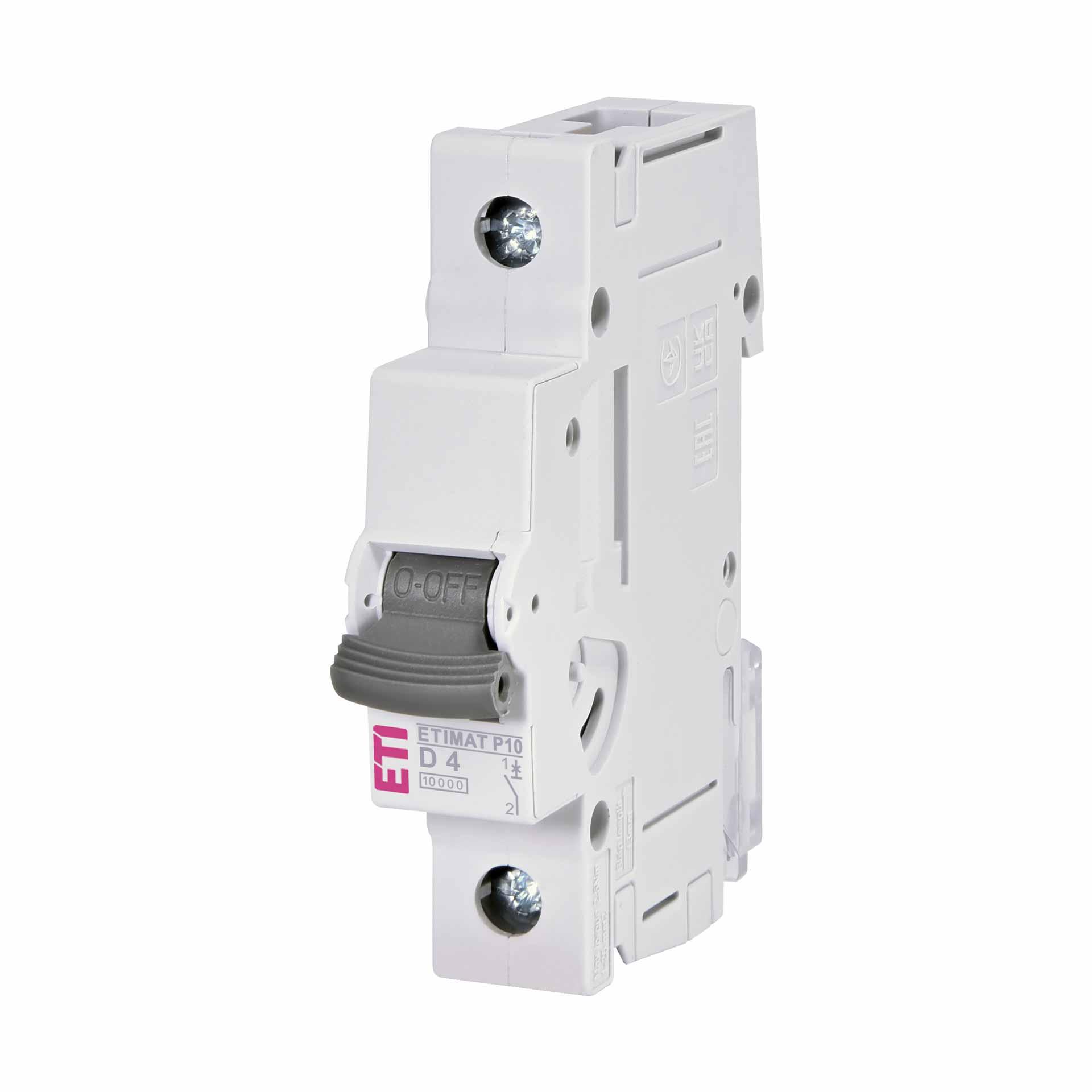 Miniature circuit-breaker, ETIMAT P10, 1-pole, characteristic D / 4A, 10kA