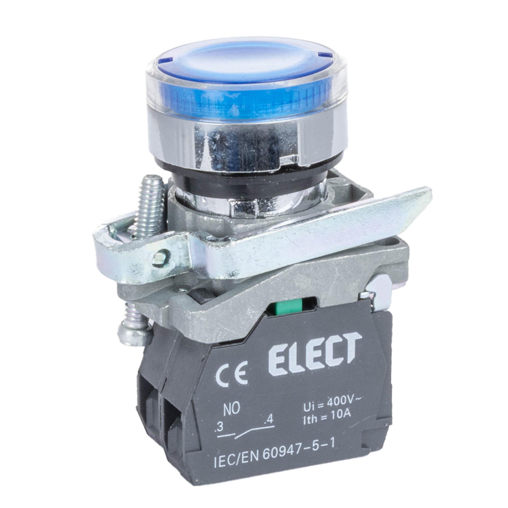 Leuchtdrucktaster blau, 24VAC/DC, 1NO, Ø 22.5mm