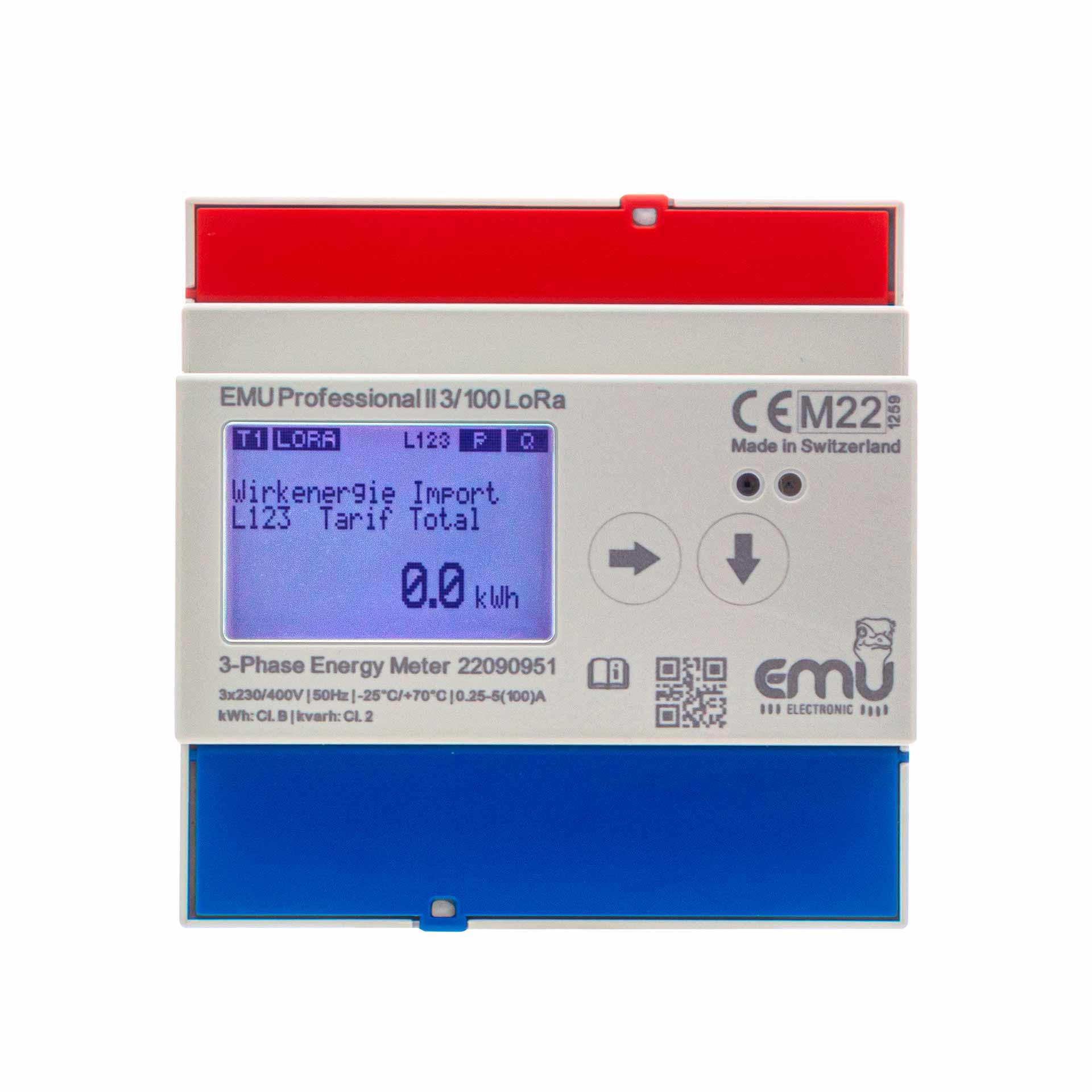 Energiezähler EMU Professional II 3/100, LoRa, MID B+D Zulassung, 100A Direktmessung 3PN Energiezähler EMU Professional II 3/100, LoRa, MID B+D Zulassung, 100A Direktmessung 3PN