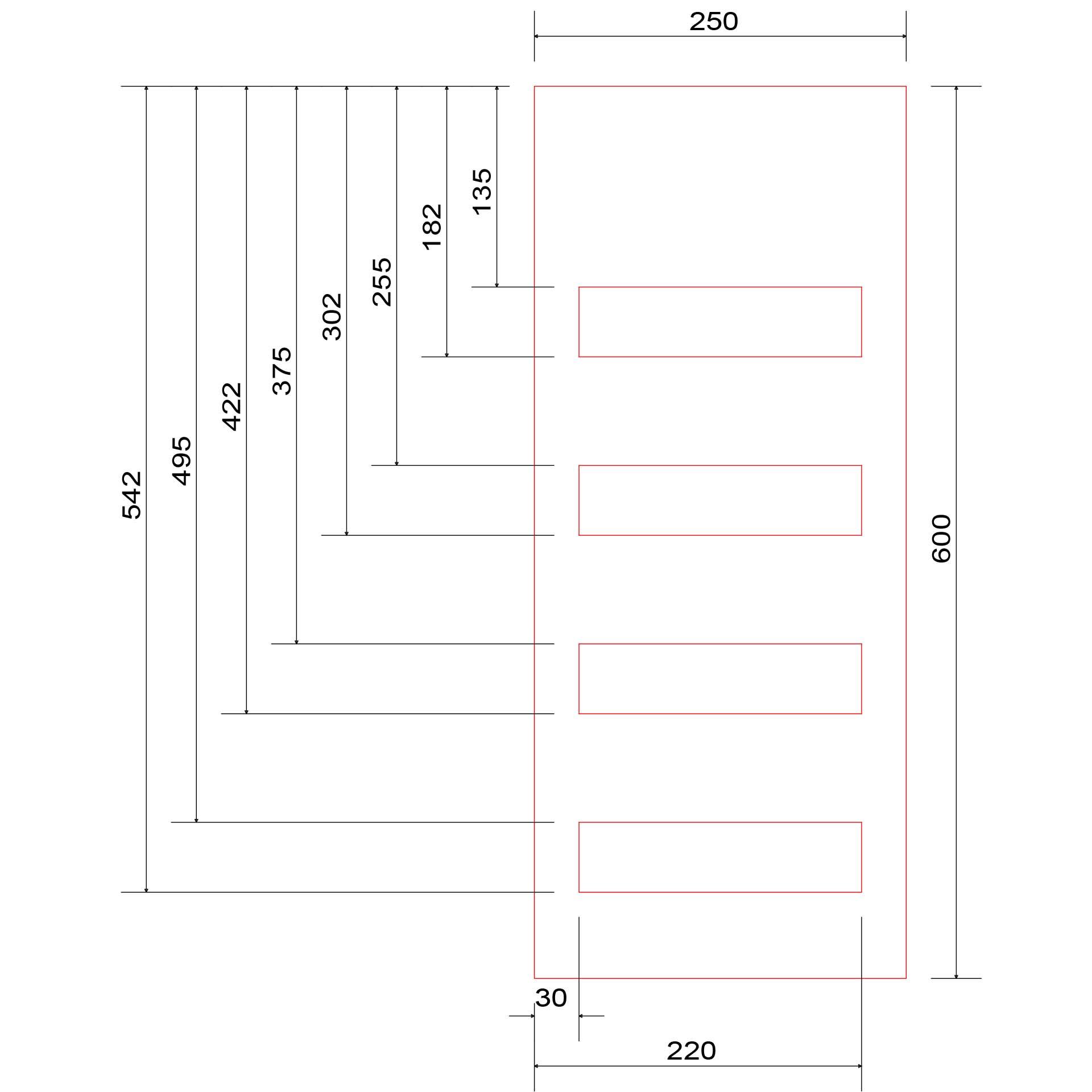 Cover plate with cut-out 250x600x4mm