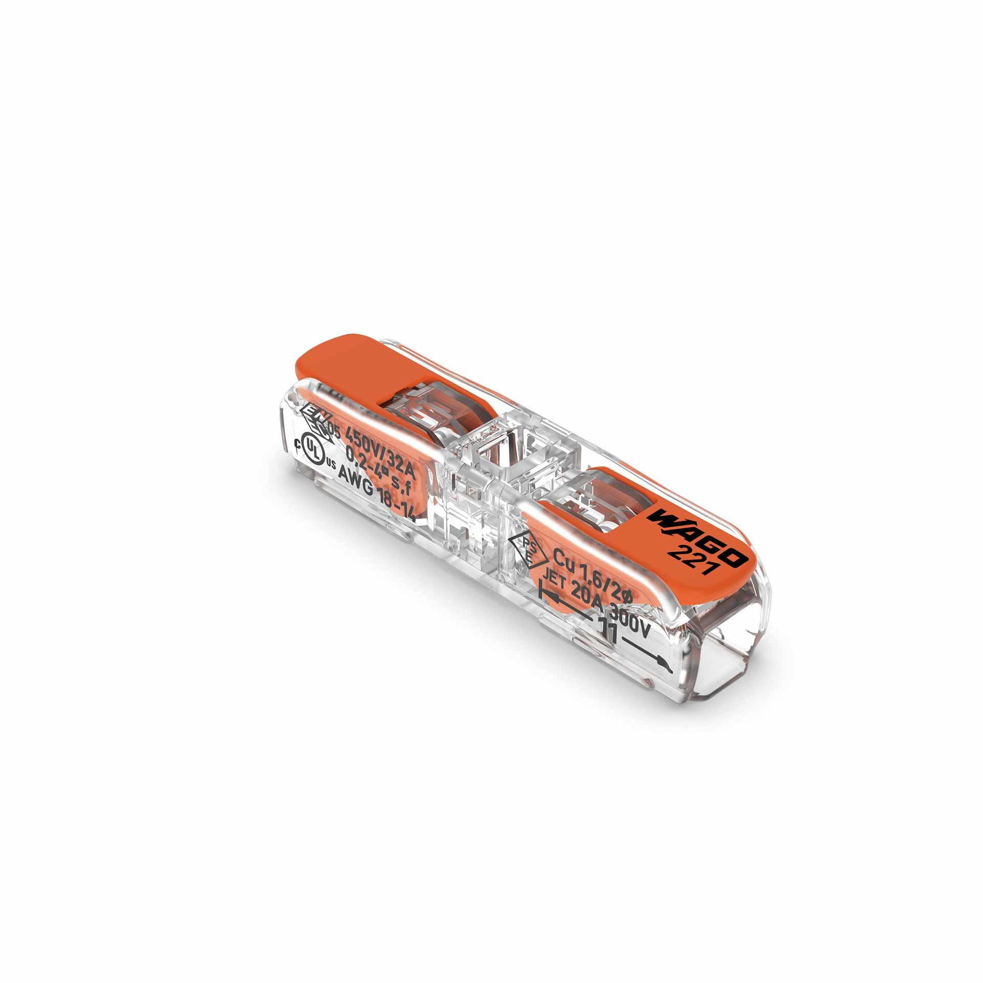 WAGO 221-2411 / 2-conductor / through-connector 0.2-4.0 mm²