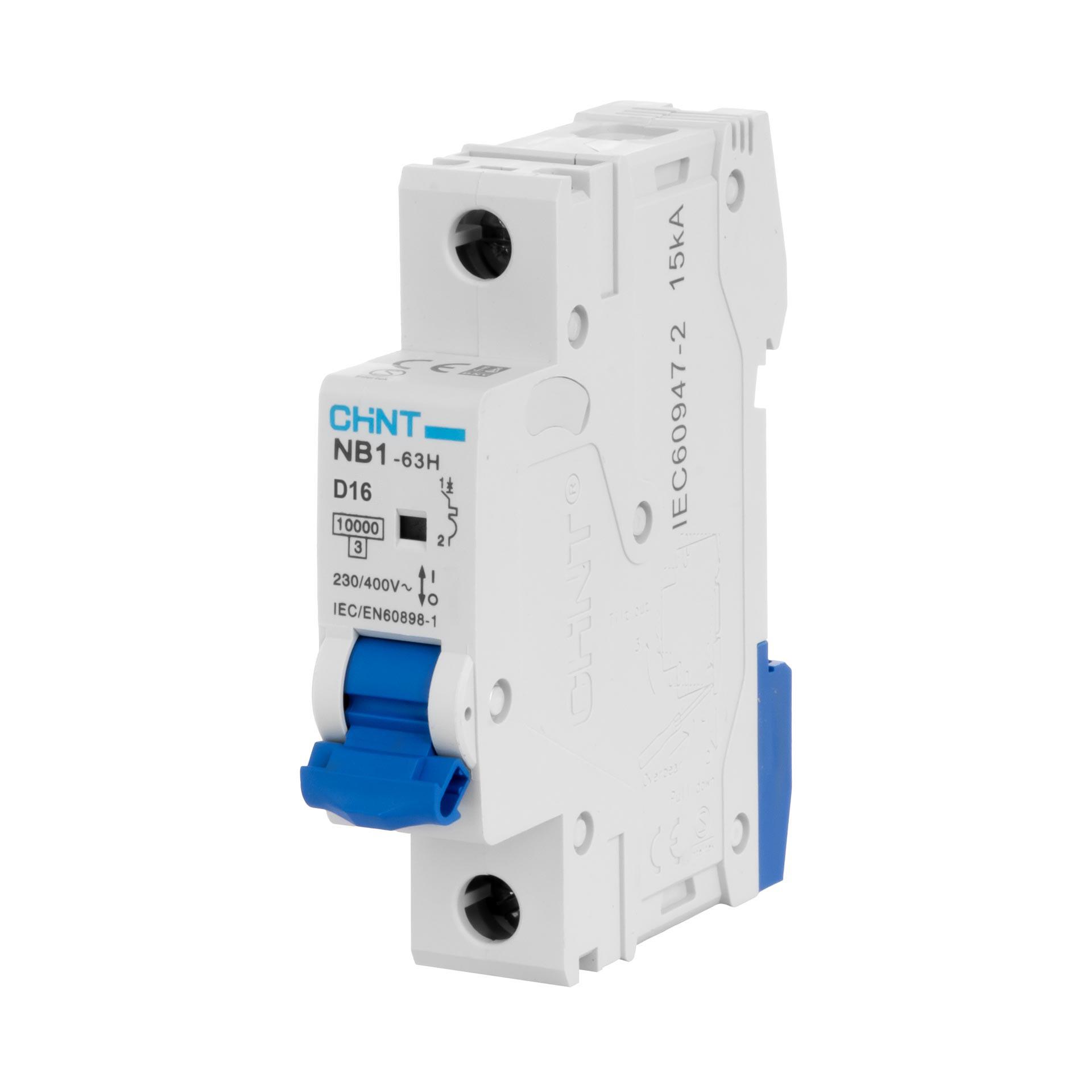 Chint Leitungsschutzschalter - MCB, 1P, Charakteristik D / 16A, 10kA, Typ NB1-63H DB