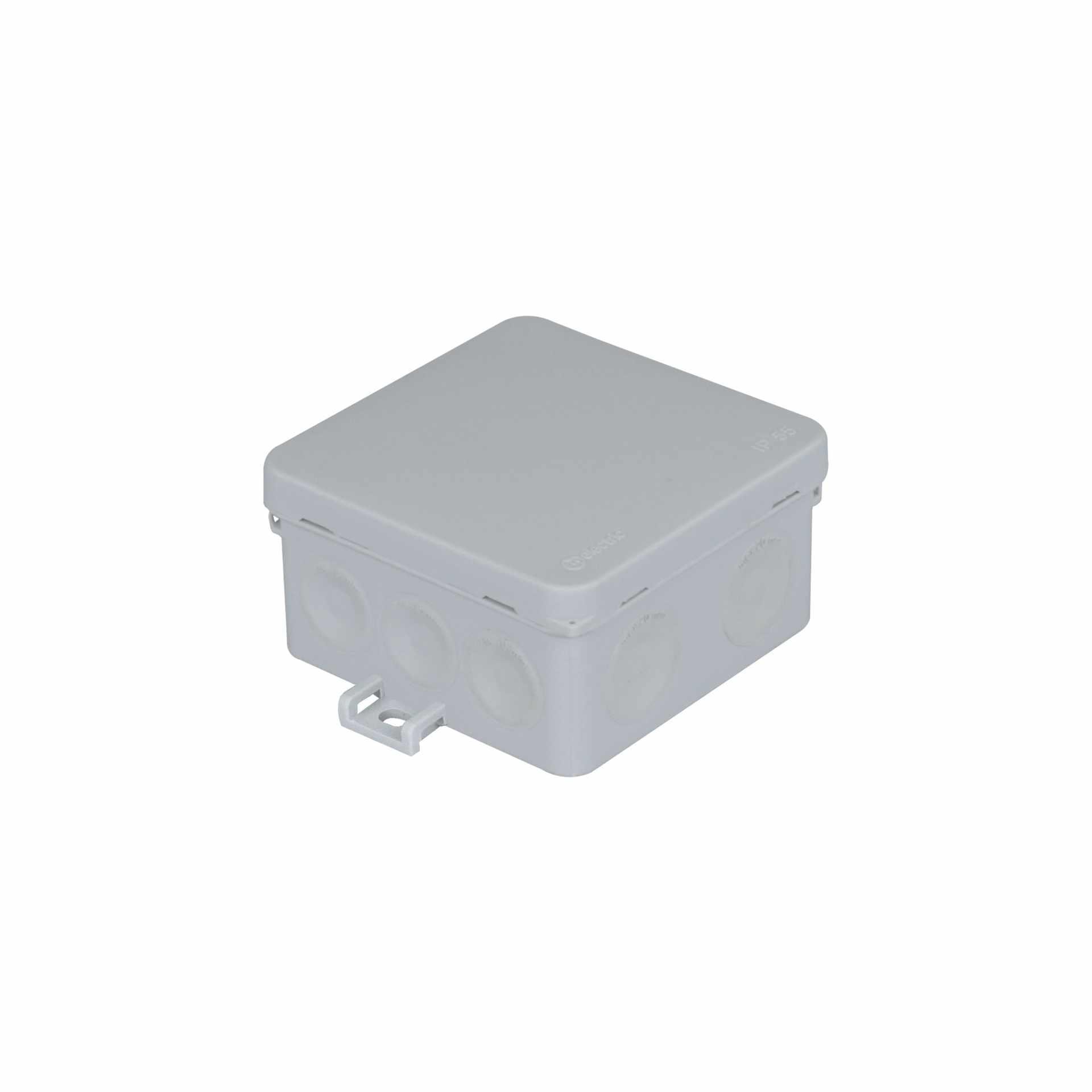 AP-Abzweigdose 75x75x45mm, IP55, Klickdeckel, el. Membranmanschetten, Aussenbefestigung, halogenfrei