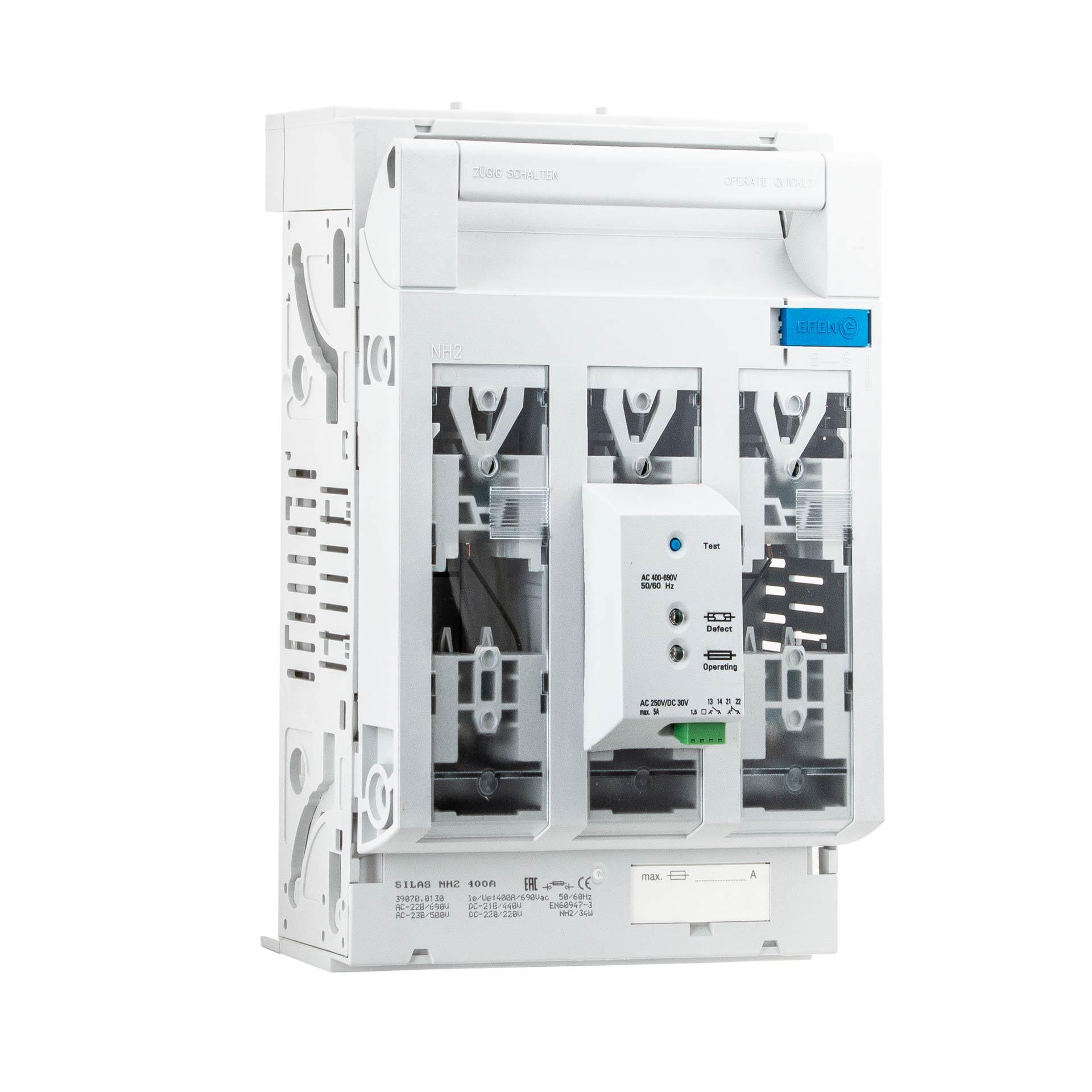 Sezionatore con fusibile Silas NH misura 2, 3P, 60mm, M10, max. 400A, U2, ESÜ Sezionatore con fusibile Silas NH misura 2, 3P, 60mm, M10, max. 400A, U2, ESÜ