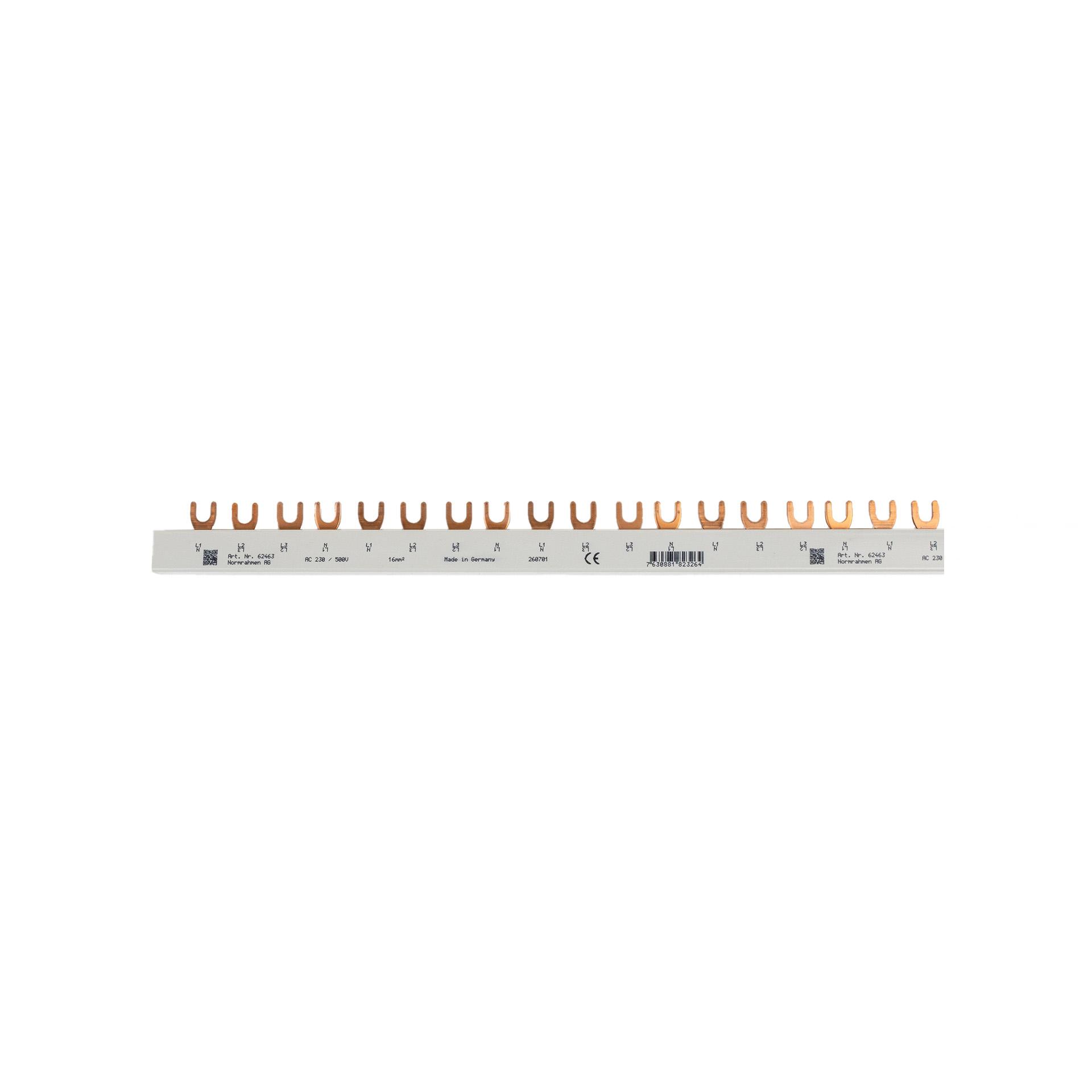 Isolierte Gabel-Phasenschiene 16mm2, 80A (14x3PN-4MOD) 56TE, 1000mm