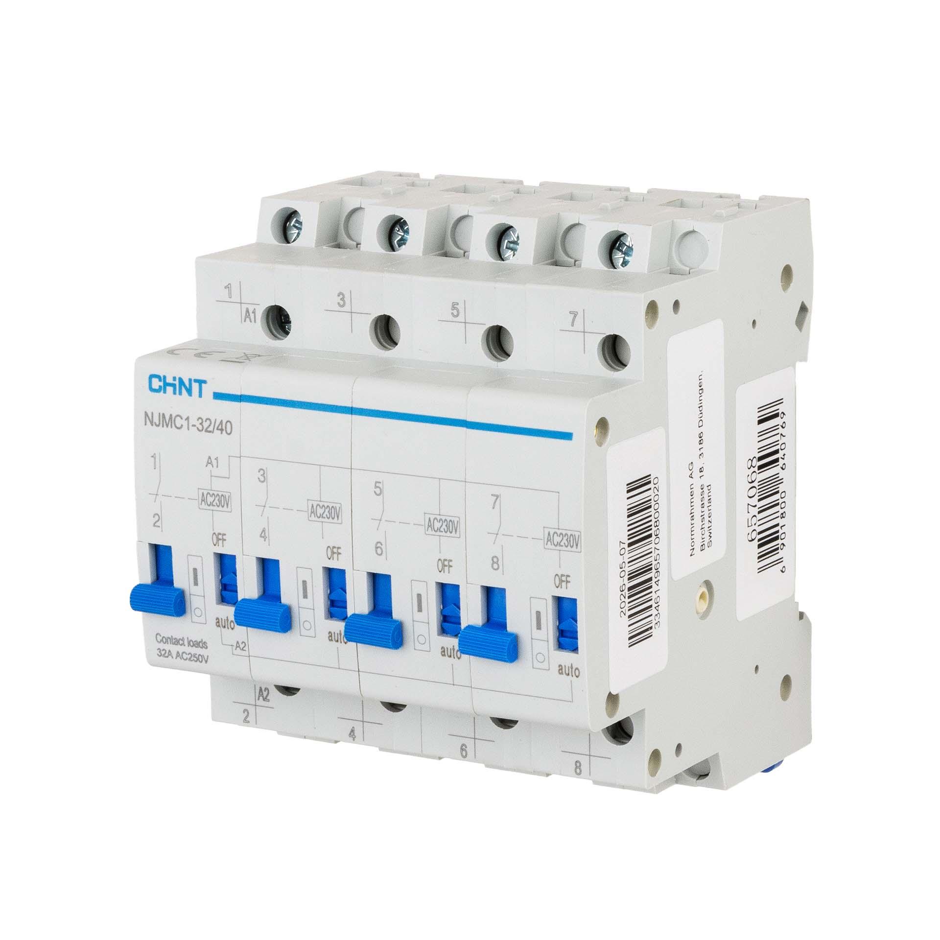 Chint Stromstossrelais (Schrittschalter) - REG, 4 Schliesser, 32A, Spule 230V AC, Typ NJMC1-32/4P