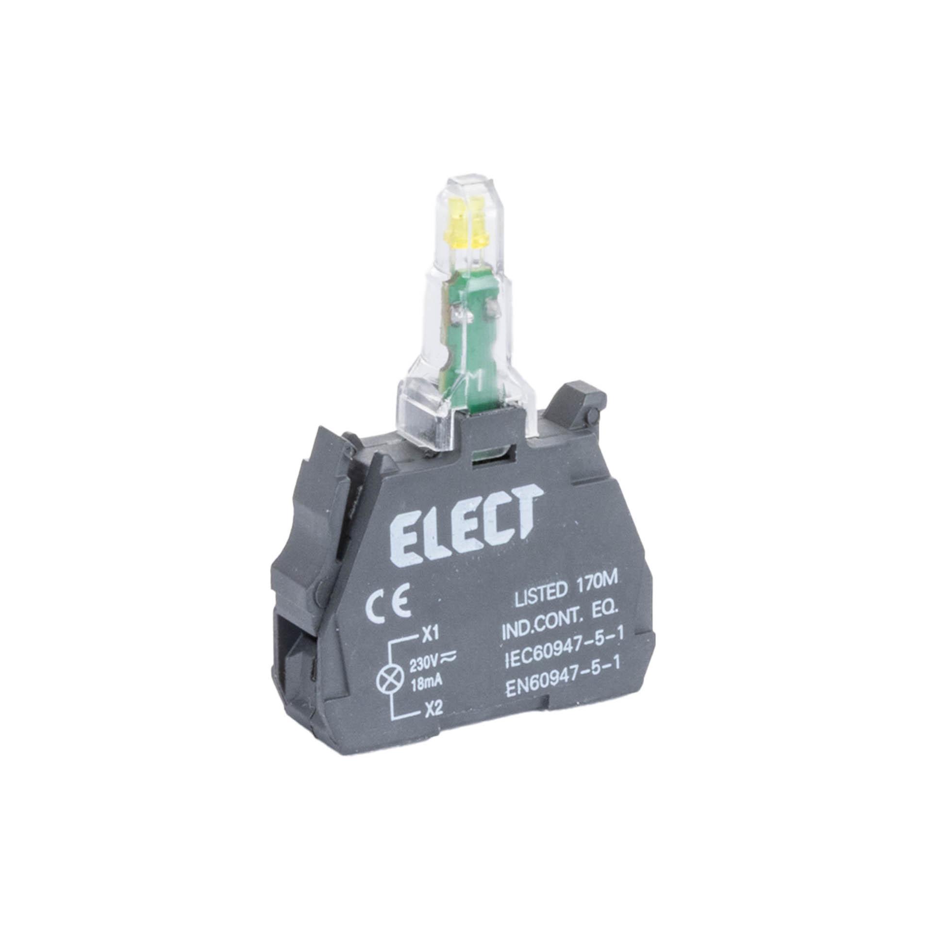 LED-Lampe gelb, 230VAC/DC, Ø 22.5mm
