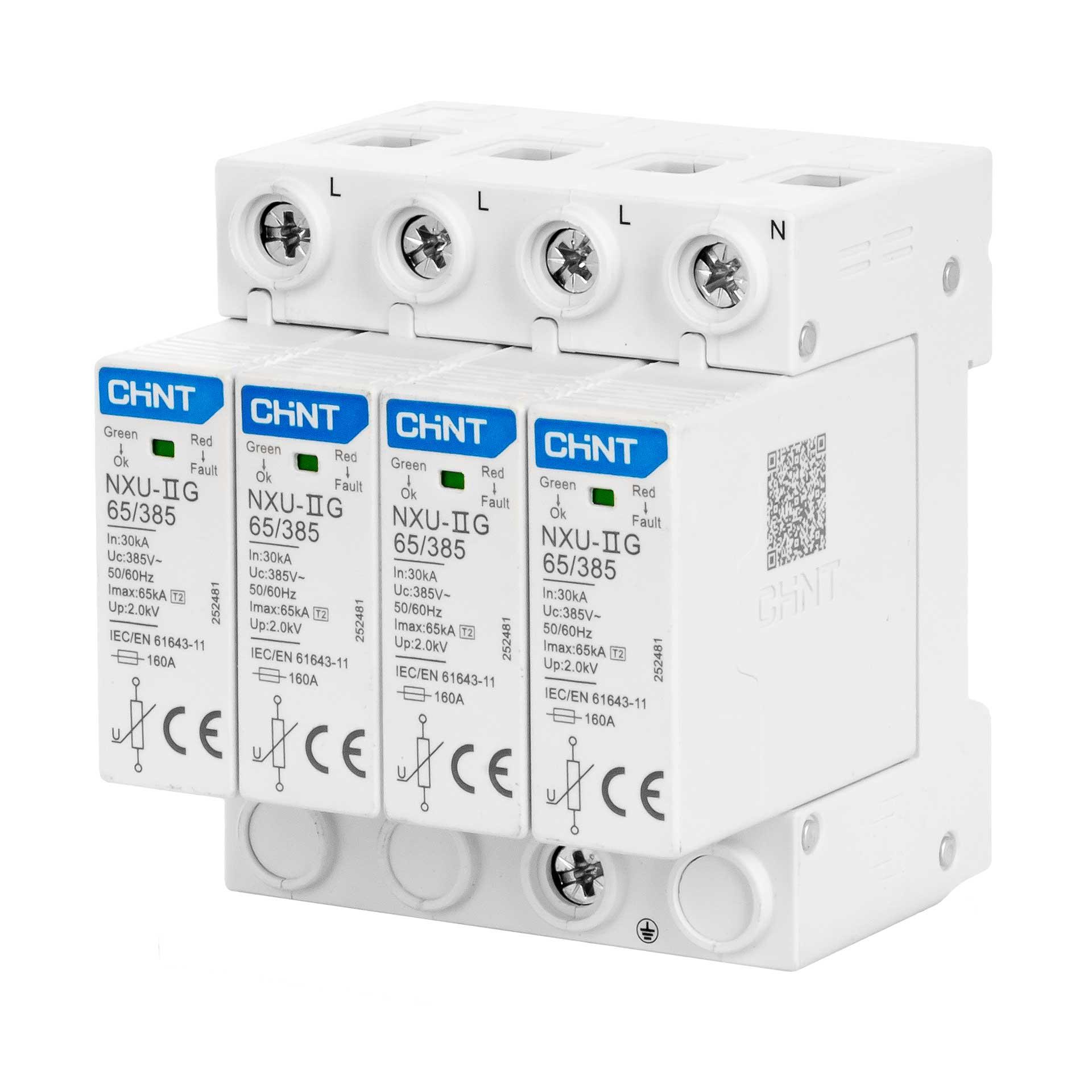Chint Überspannungsableiter Typ 2, NXU-2G 385V/65kA, 4+0 RC, (TN-S)