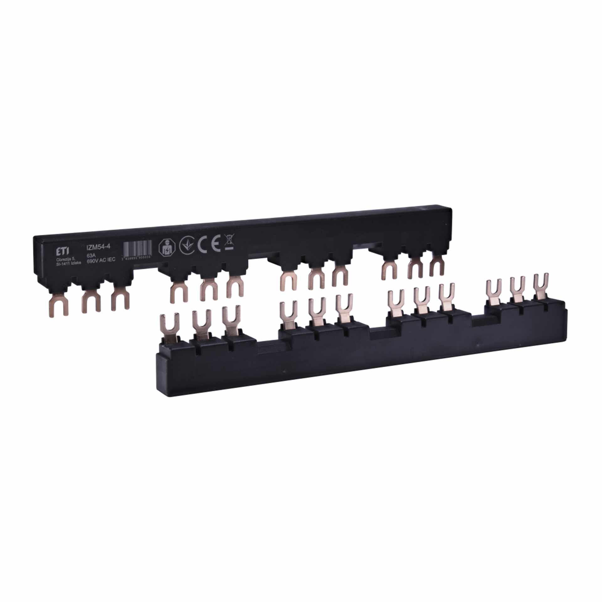 Insulated forked phase busbar IZM54-4, 10 mm², 63A, for motor-protective circuit-breaker MPCB, MPE25, MSPO, MS25