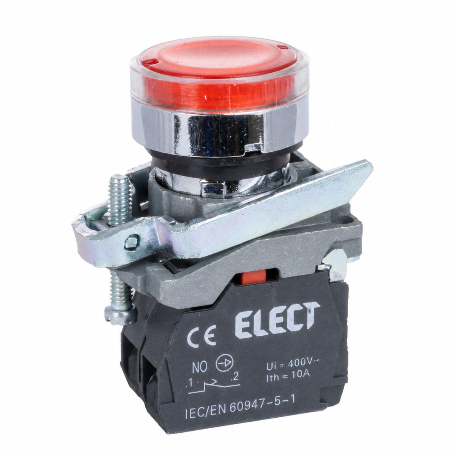 Leuchtdrucktaster rot, 24VAC/DC, 1NO, Ø 22.5mm, komplett