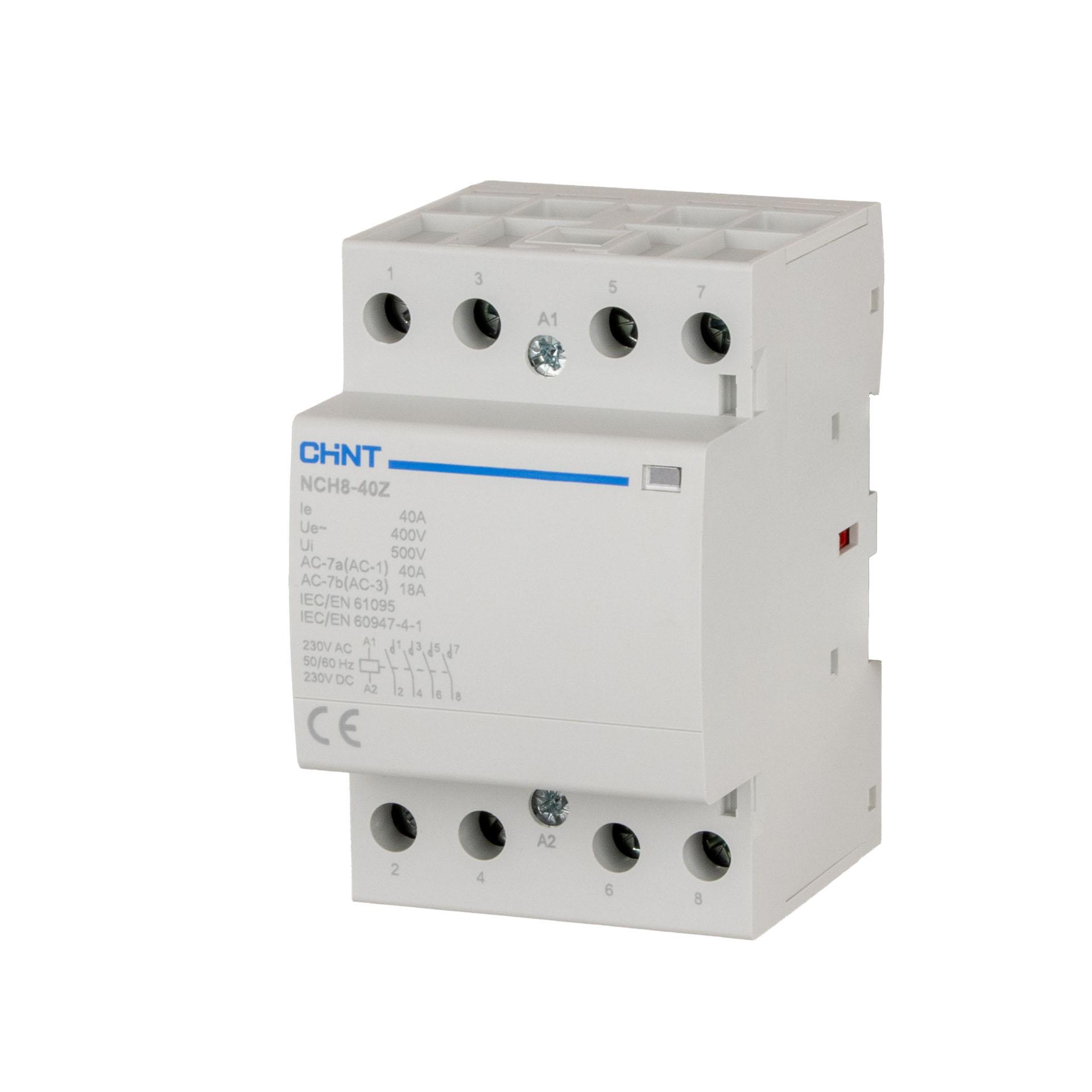 Chint Installationsschütz, 4-polig, 40A (AC-1 400V), AC/DC 230V, 4 Schliesser
