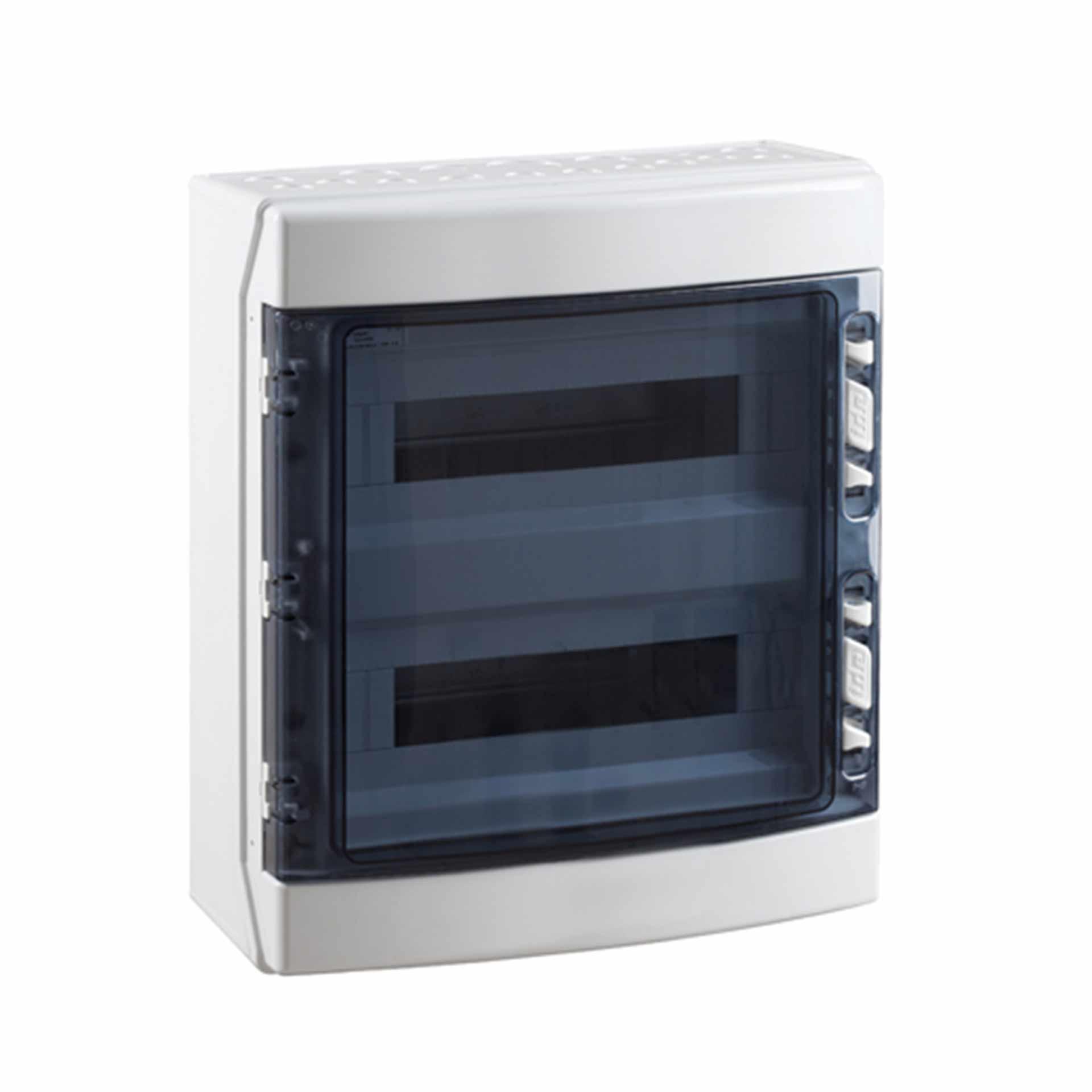 Surface-mounted distributor "CDN36PT2F/RR" with transparent door, IP65, 2x18 module (36M)