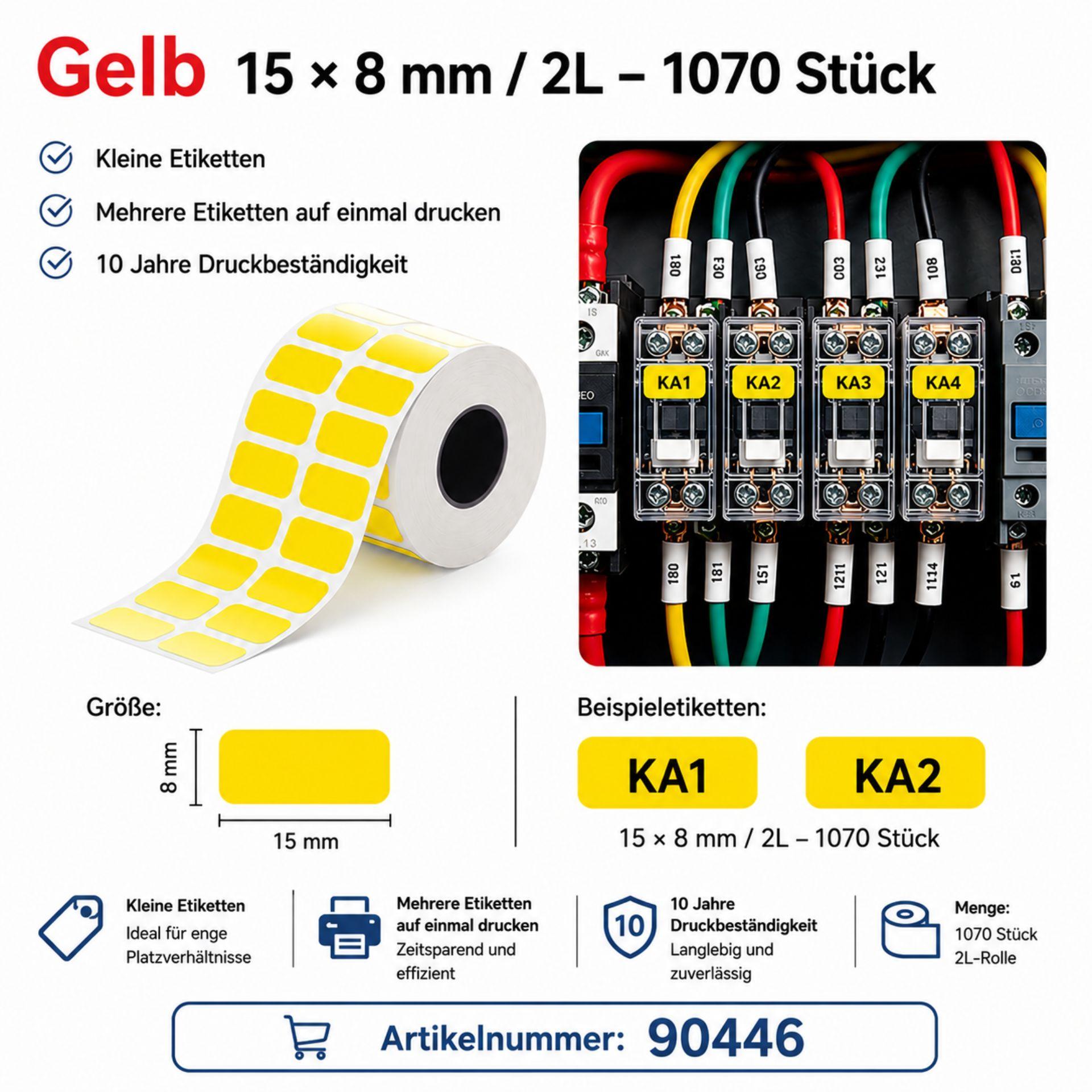 Étiquettes pour disjoncteurs NIIMBOT M3 EW15x8 jaunes, 1 rouleau = 1070 pièces