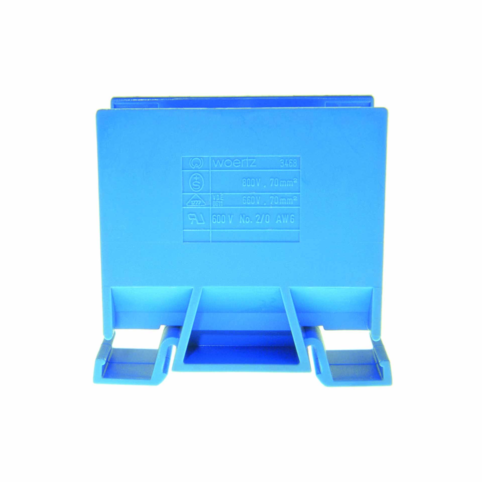 Branch terminal DIN35 70mm², 2-conductor, blue