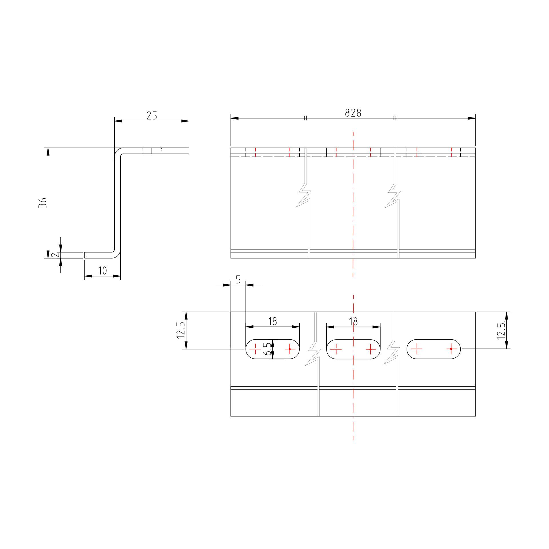 Profil en Z 10*36*25*828mm