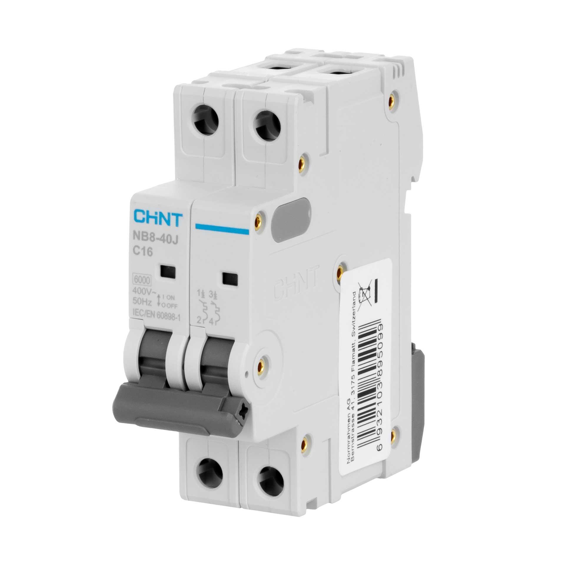 Chint Leitungsschutzschalter - MCB - kompakt, 2-Polig, Charakteristik C / 16A, 6kA, Typ NB8-40J