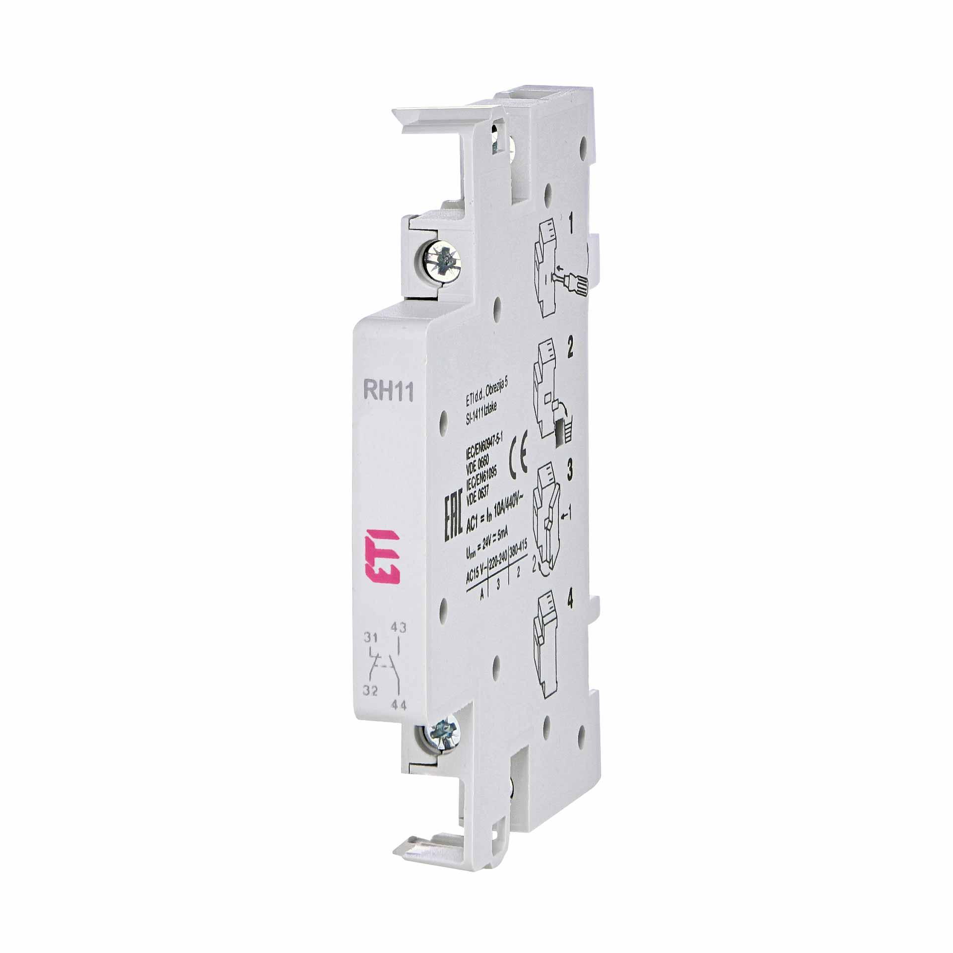 Auxiliary contact for contactors R25, R40, R63 (max. 1 piece can be fitted), RH 11