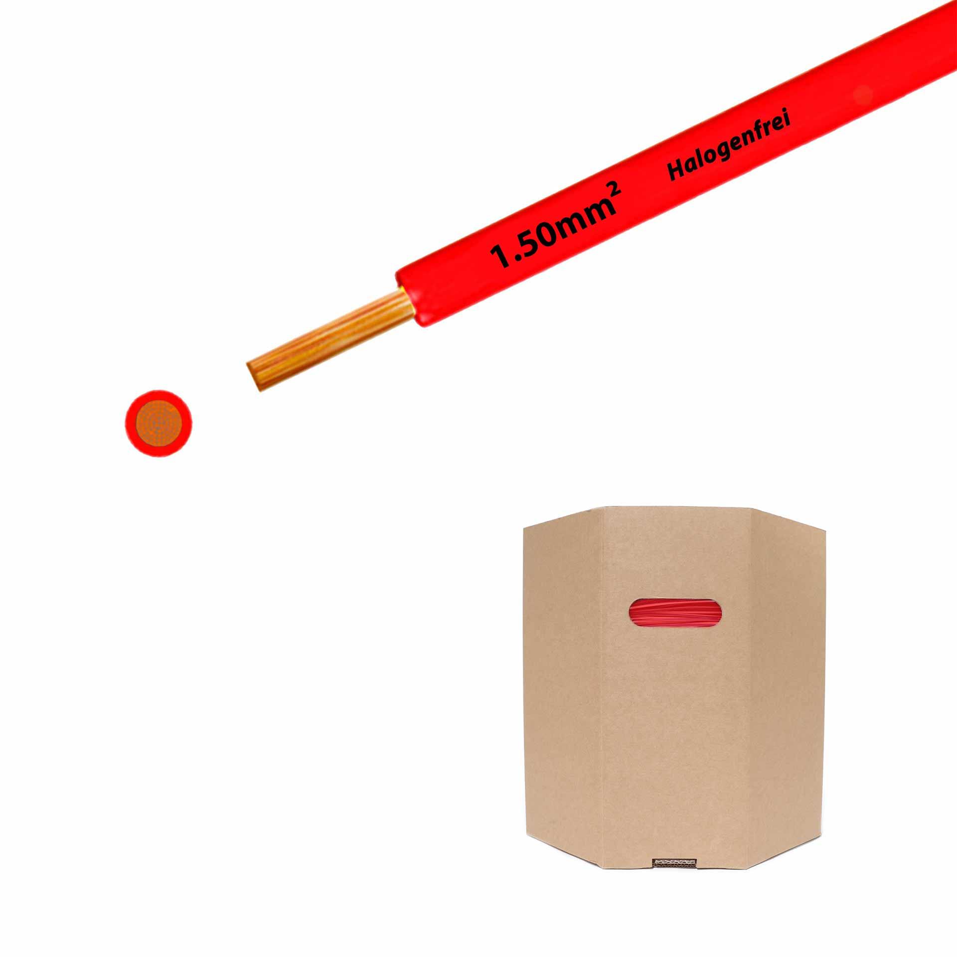 Cavo a trefoli senza alogeni 90° C , 750V, 1,50mm2, rosso (RAL 3000), barilotto D400xH400