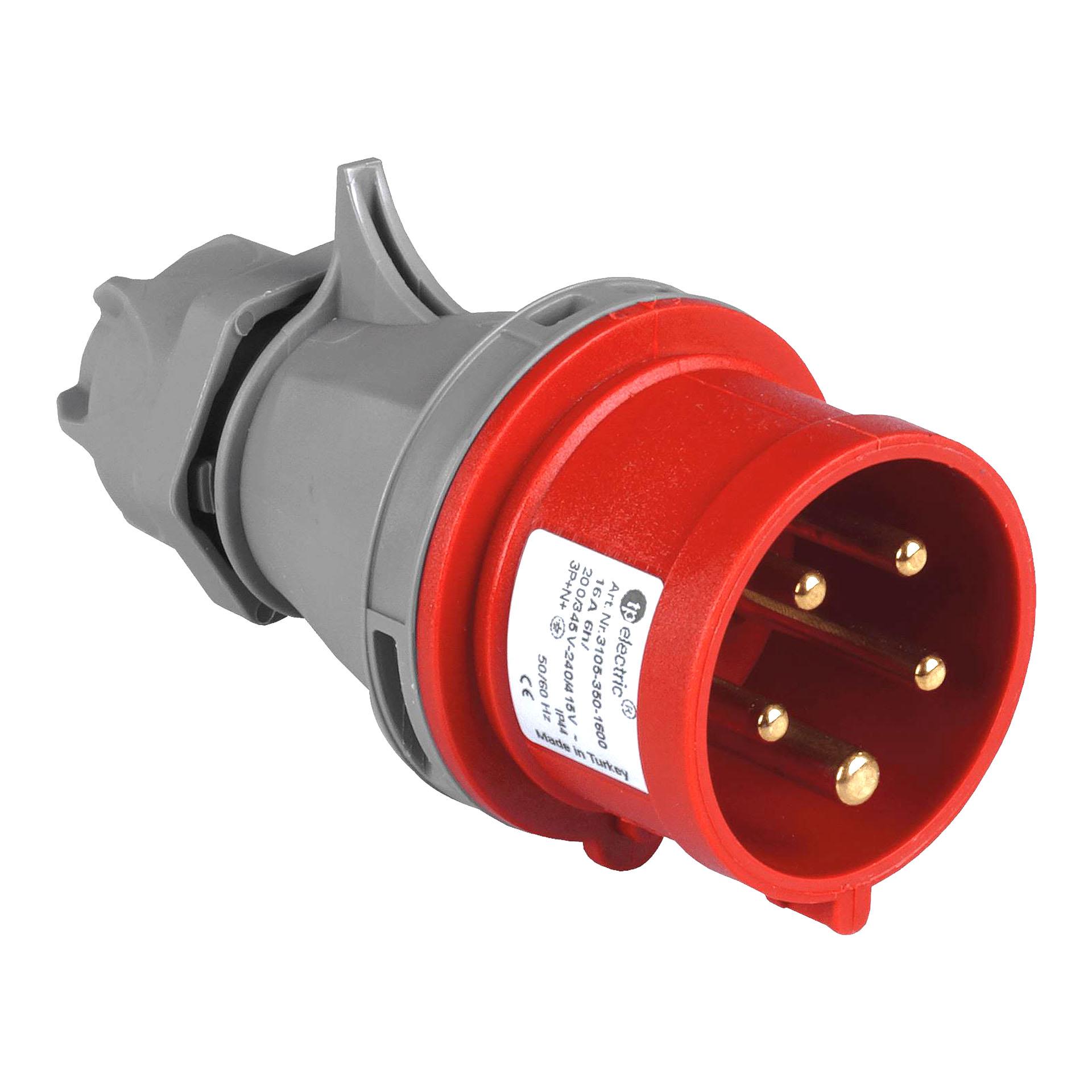 Phasenwender CEE Stecker 32A 5P 6h, 3PNE 400V, messing Kontakte, Schraubanschluss