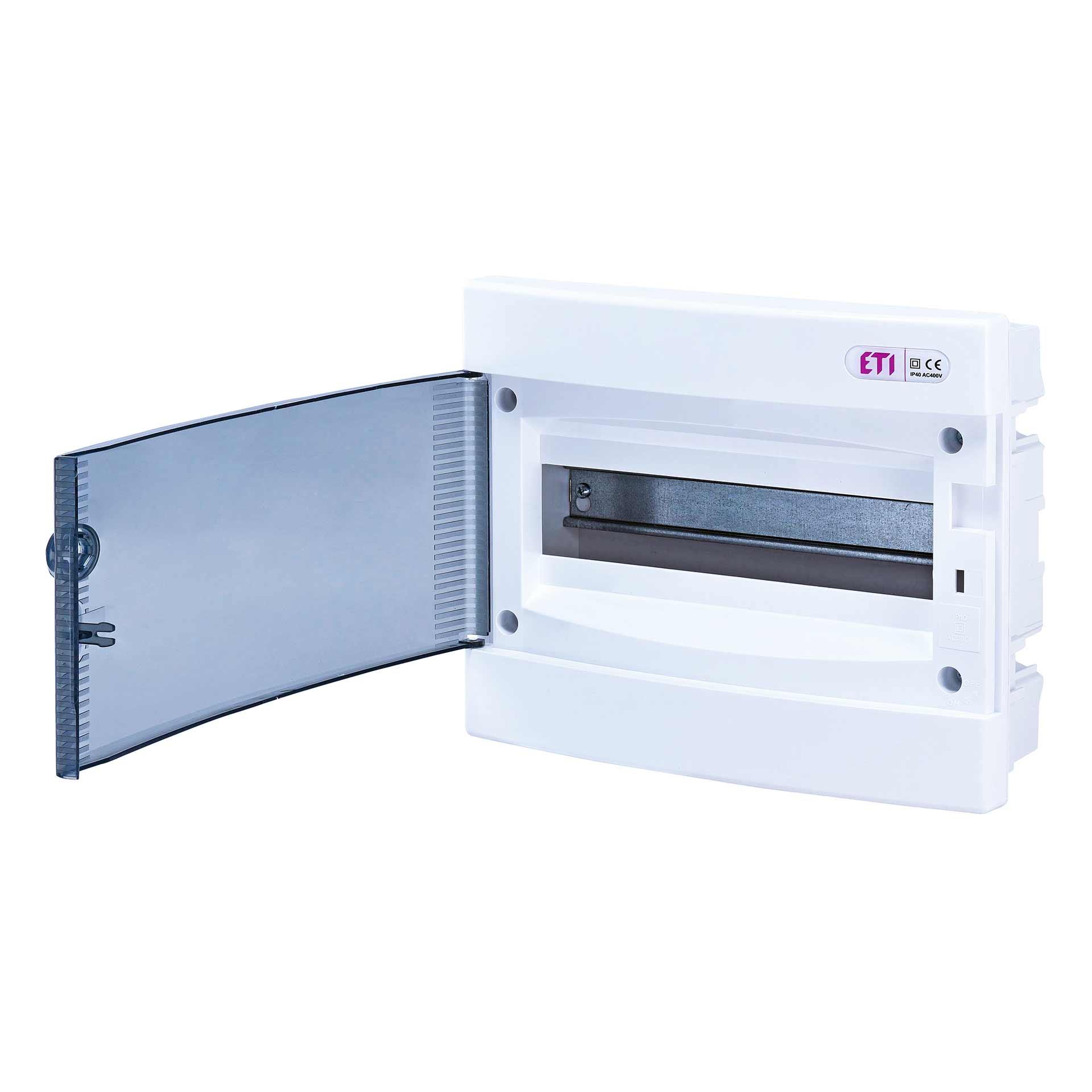 Unterputzverteiler mit transparenter Tür "ECM-12-PT", IP40, 1x12 Modul (12M)